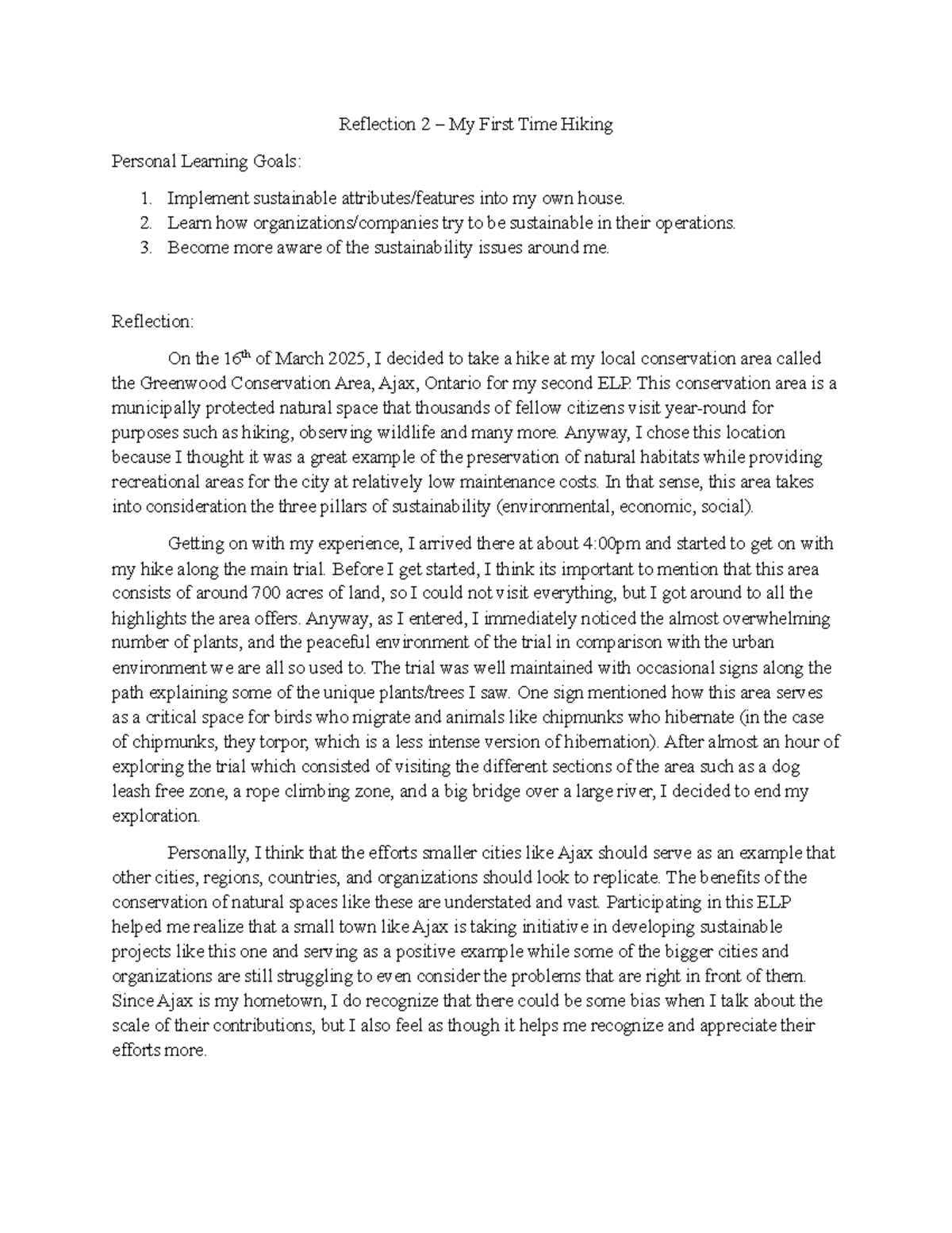 Reflection 2 - An Insightful Journey in Sustainability through Hiking ...