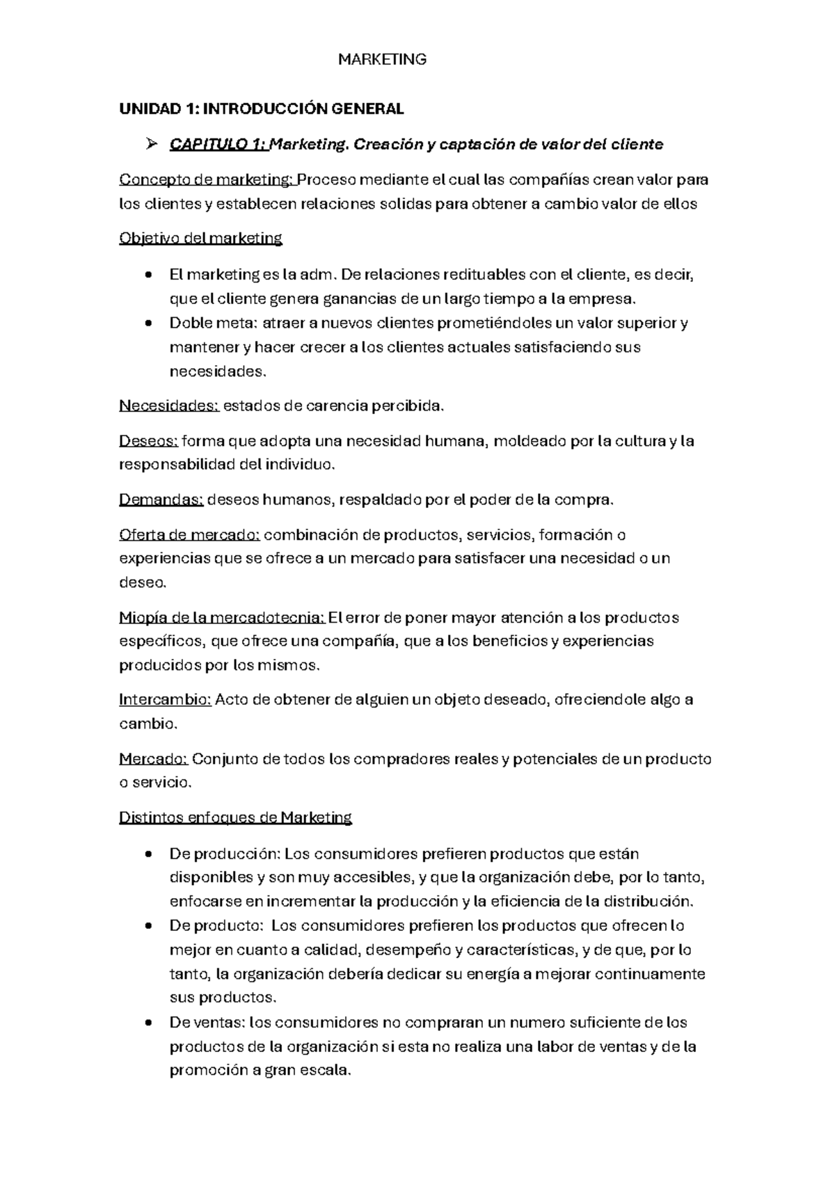 MARKETING 1ER PARCIAL: Introducción y Conceptos Clave - Studocu