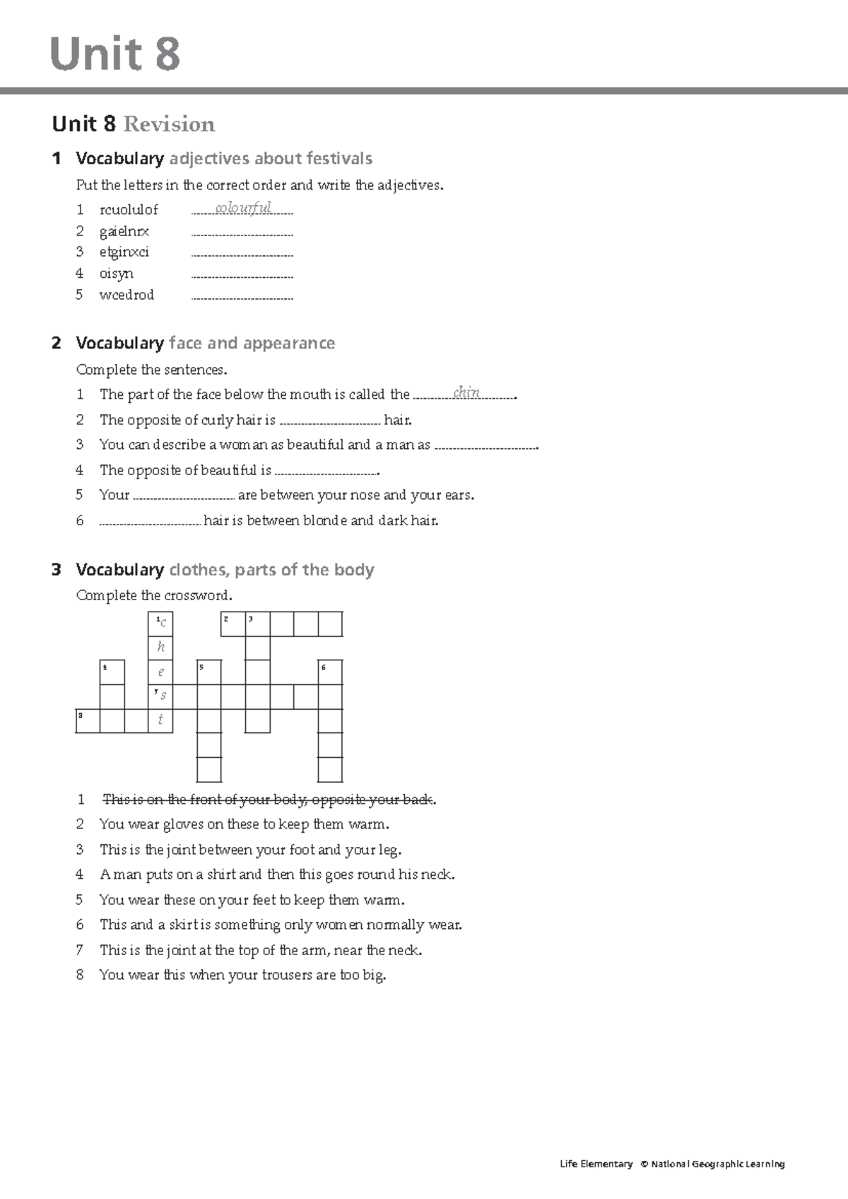 Ele Unit8 Revision - apuntes ingles - Unit 8 Life Elementary © National ...