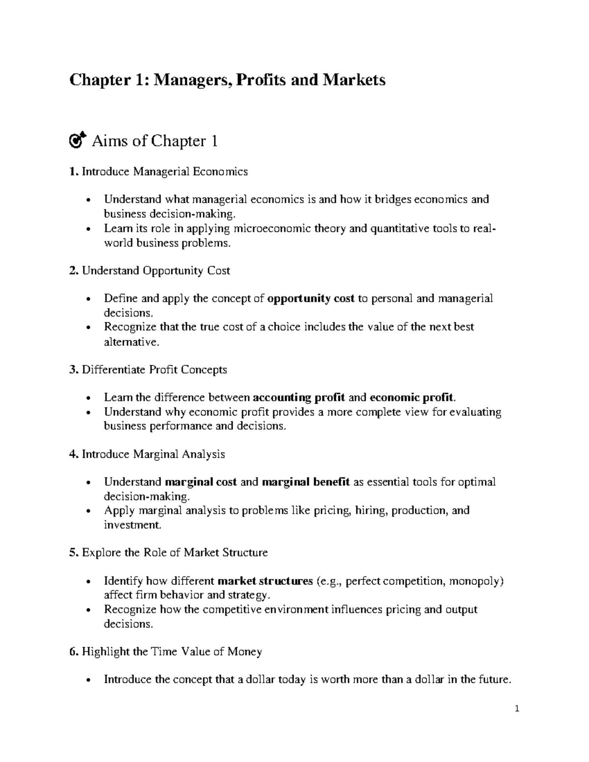 Chapter 1: Introduction to Managerial Economics and Key Concepts - Studocu