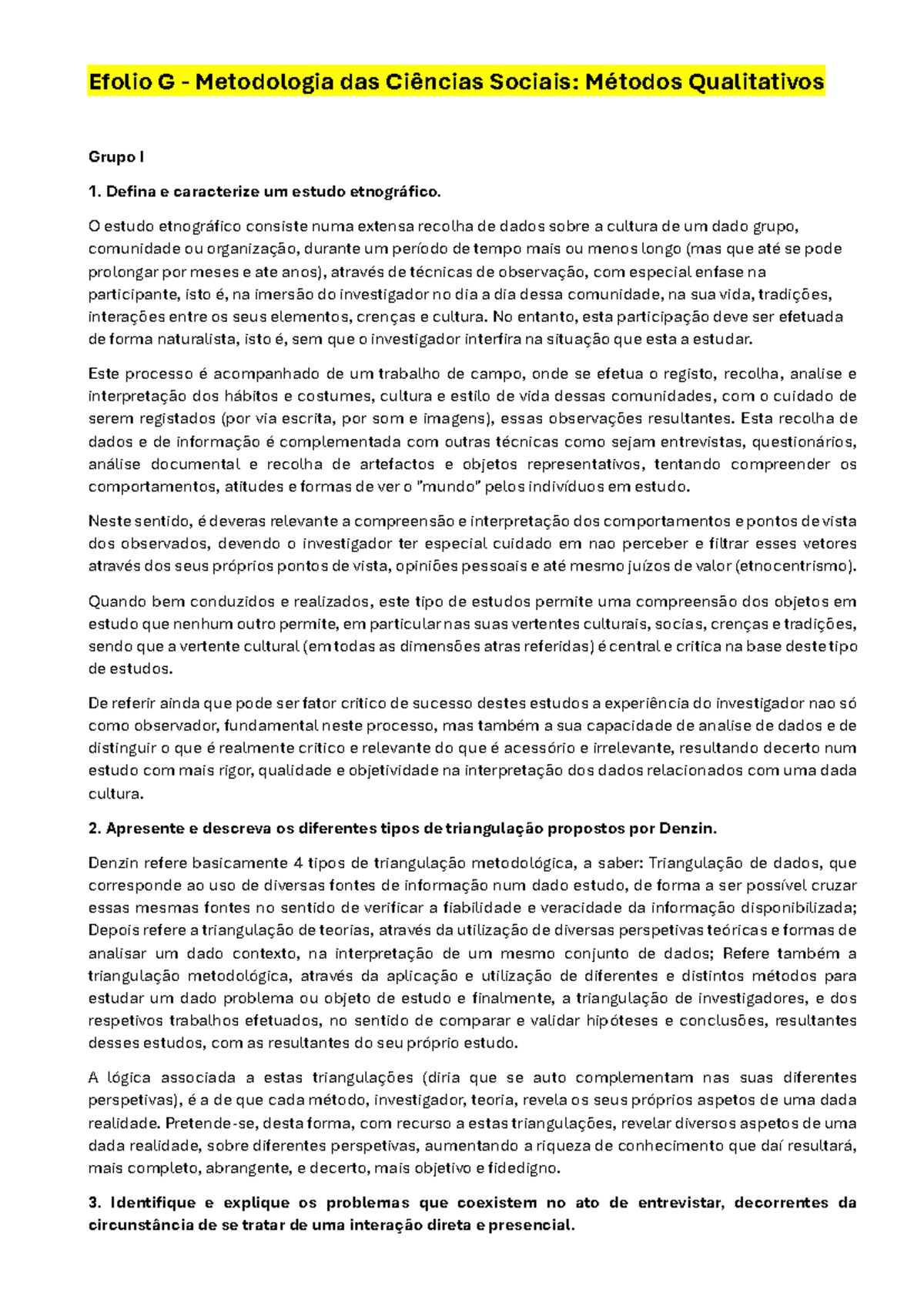 Efolio G - Metodos Qualitativos 24-25 - Efolio G - Metodologia das ...