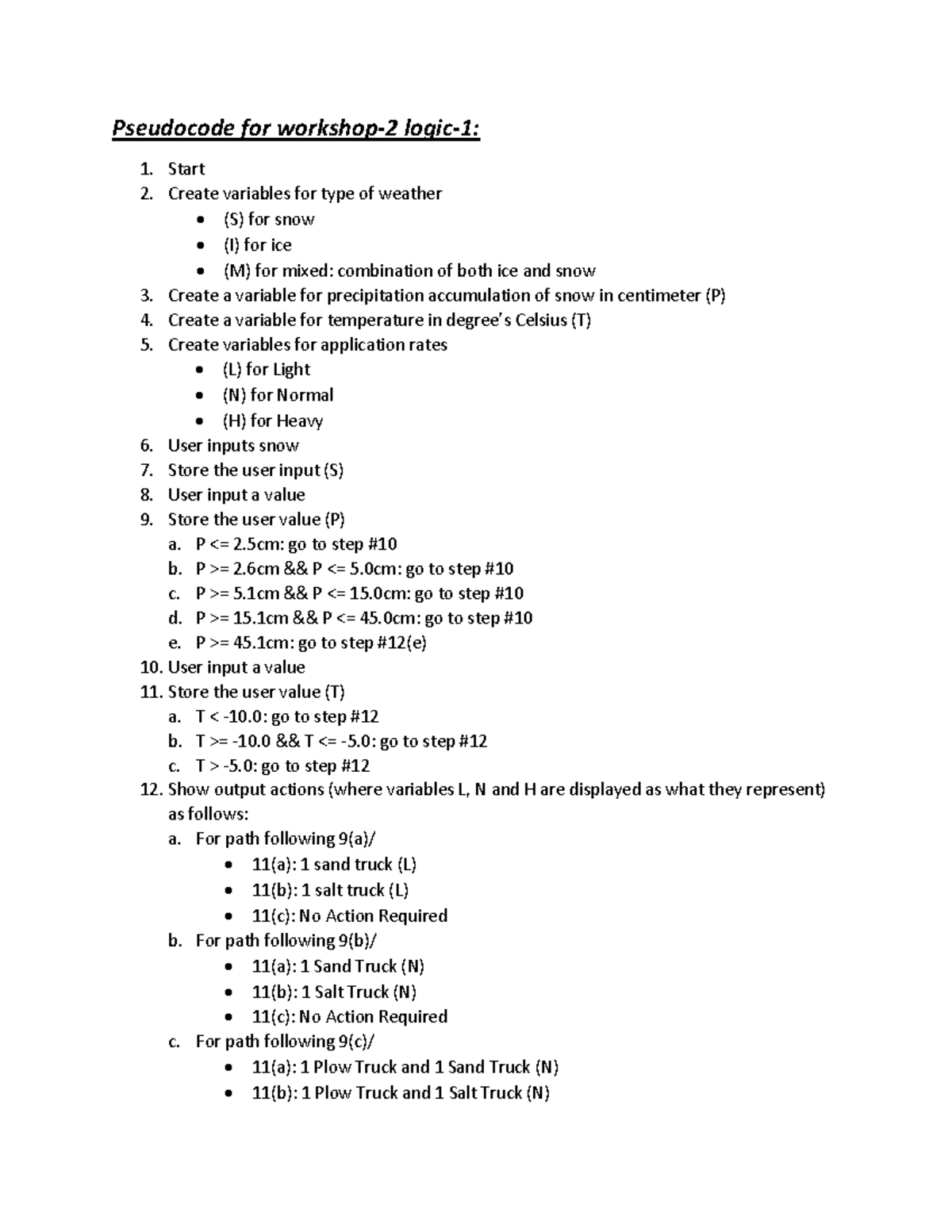 Aps1pdf - practice material - Pseudocode for workshop-2 logic-1: Start ...