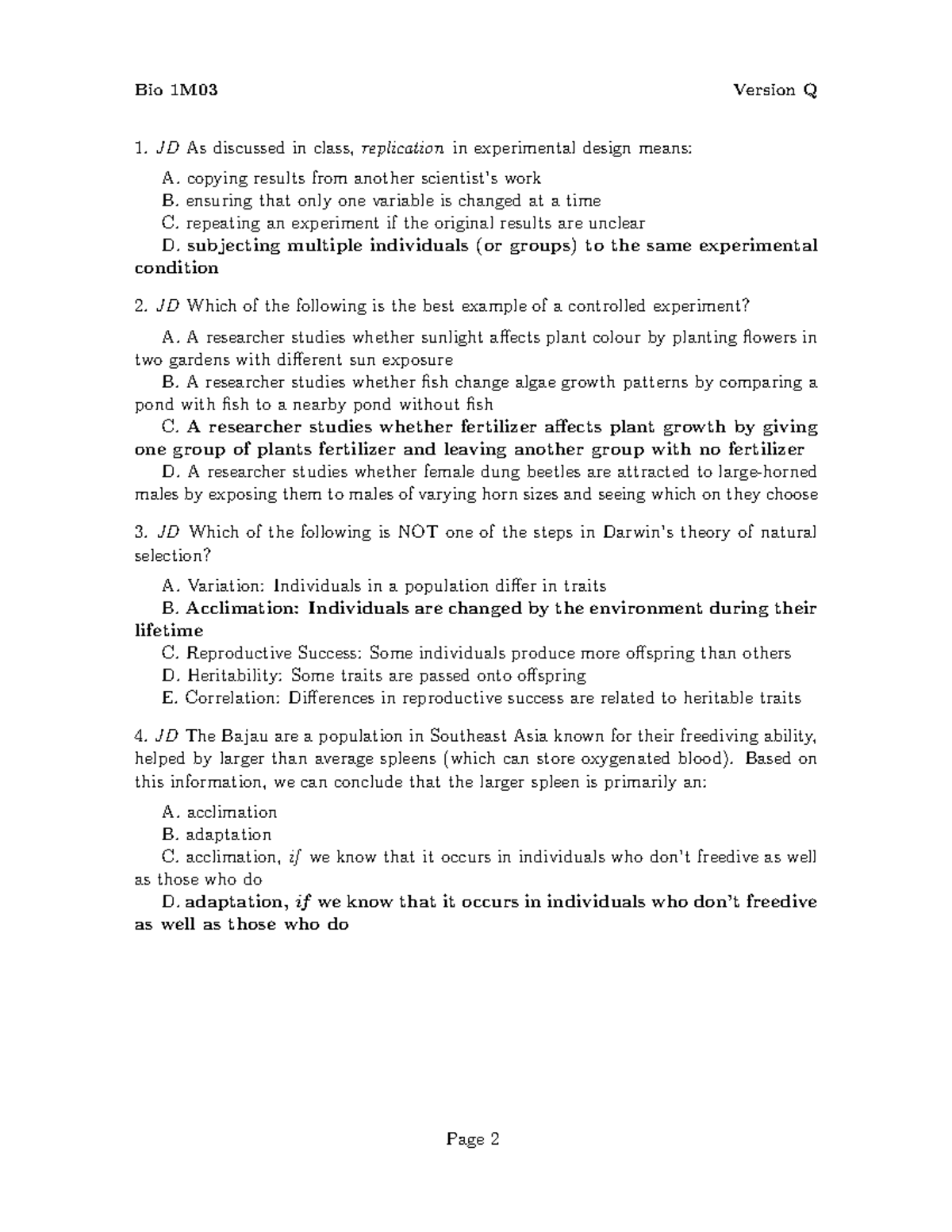 Bio 1M03 2025 Final Exam Study Guide - Studocu