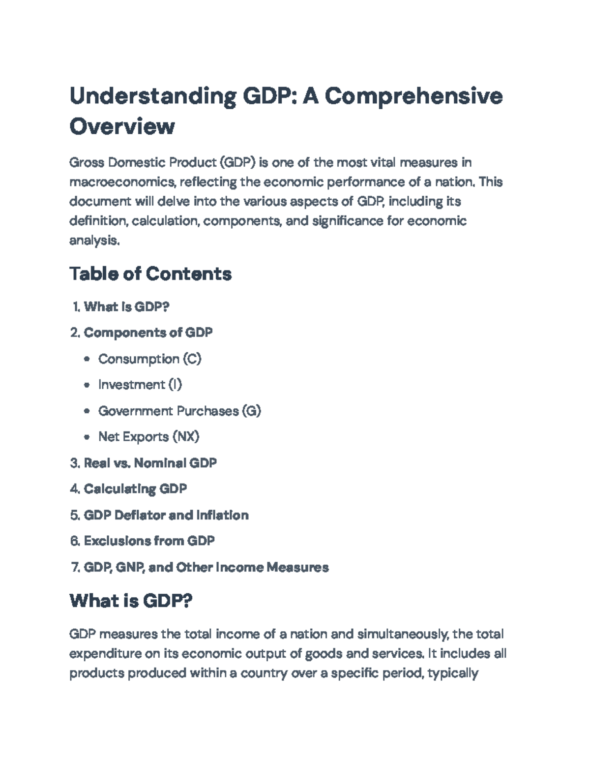 Understanding GDP: Comprehensive Analysis for Economics (ECO 101 ...