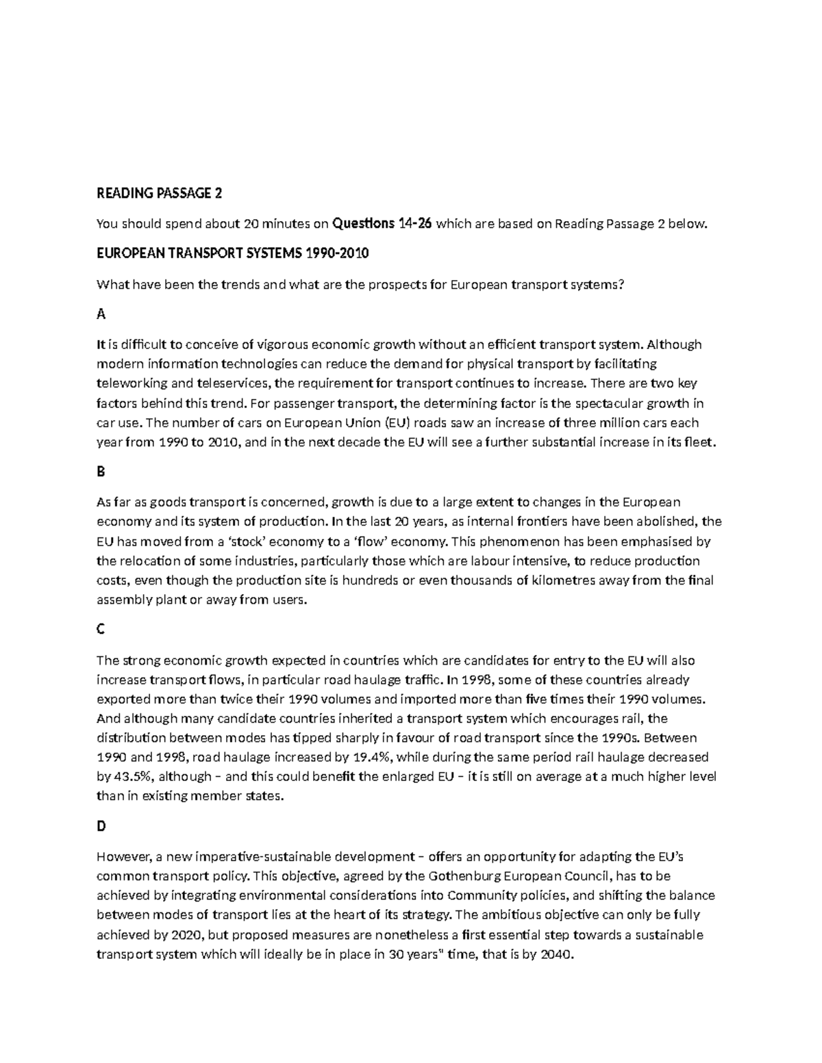 European Transport Systems: Trends and Future Prospects - IELTS Reading ...