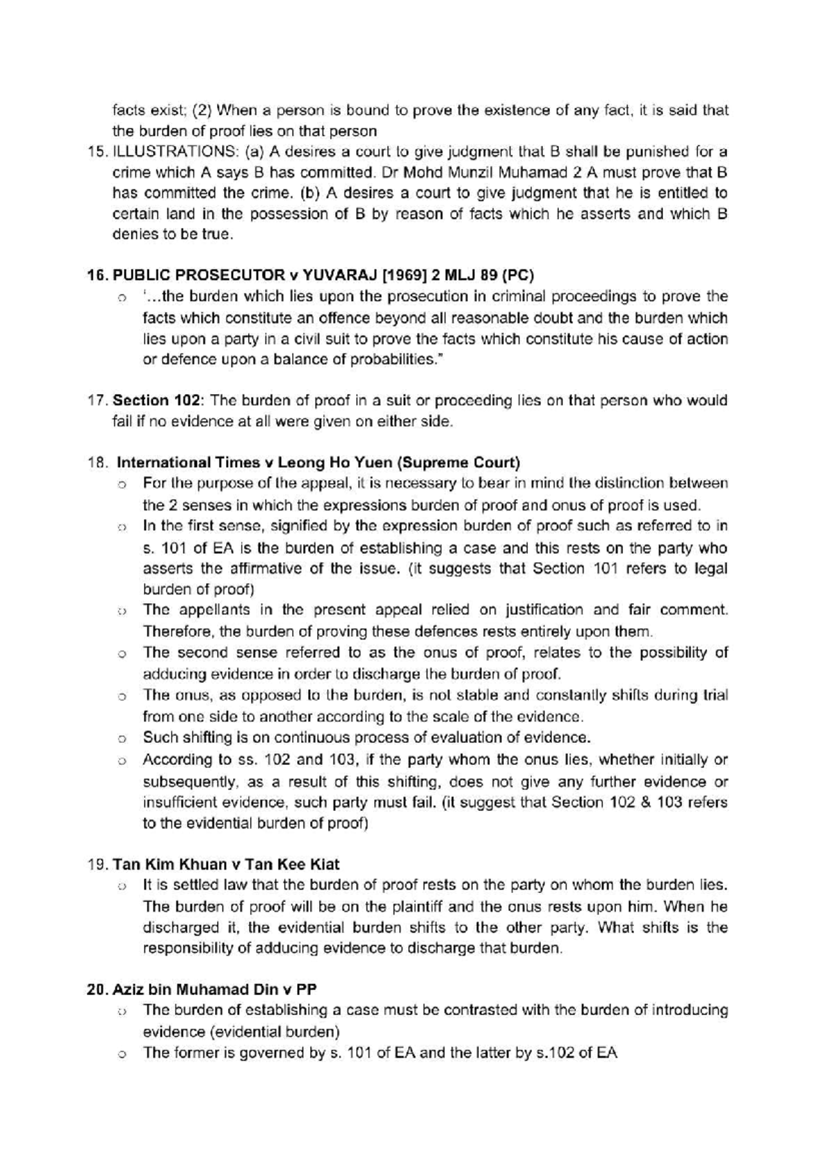 Burden of Proof in Legal Proceedings: Key Concepts and Cases - Studocu