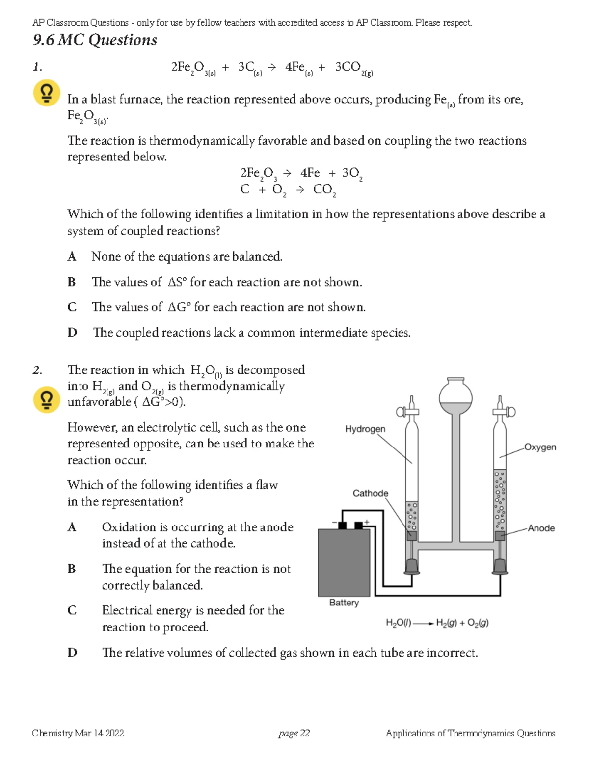 9.10 - Electrochemistry Practice Problems and Solutions - Studocu