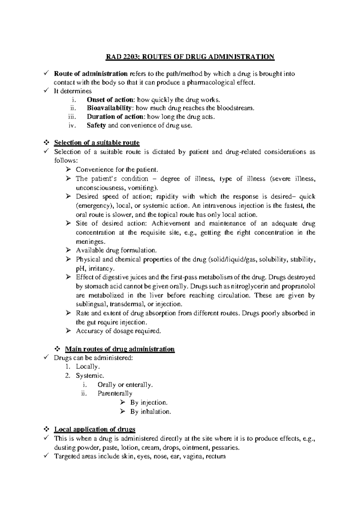 RAD 2203 Lecture 6: Comprehensive Overview of Drug Administration ...