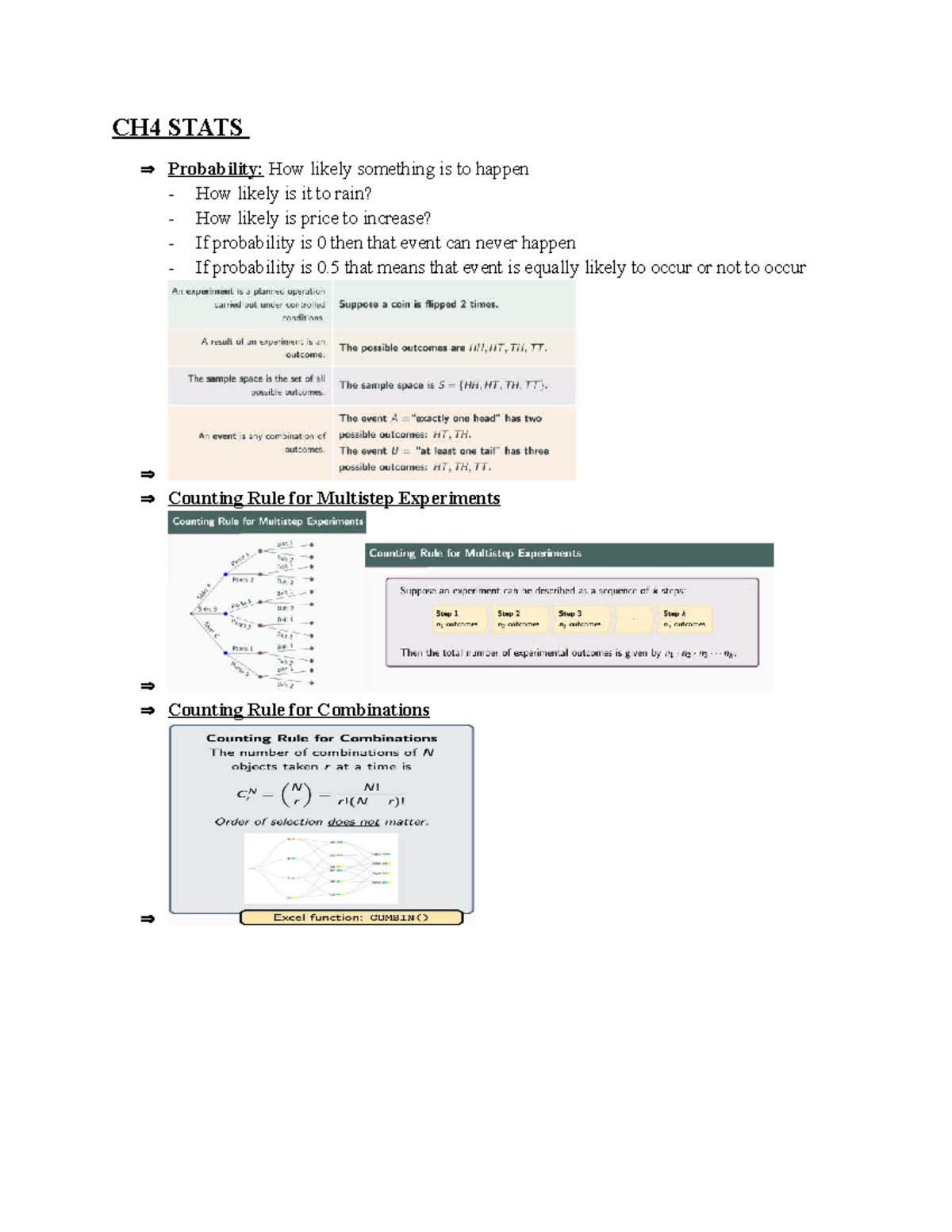 CH4 STATS: Probability Concepts and Counting Rules Notes - Studocu
