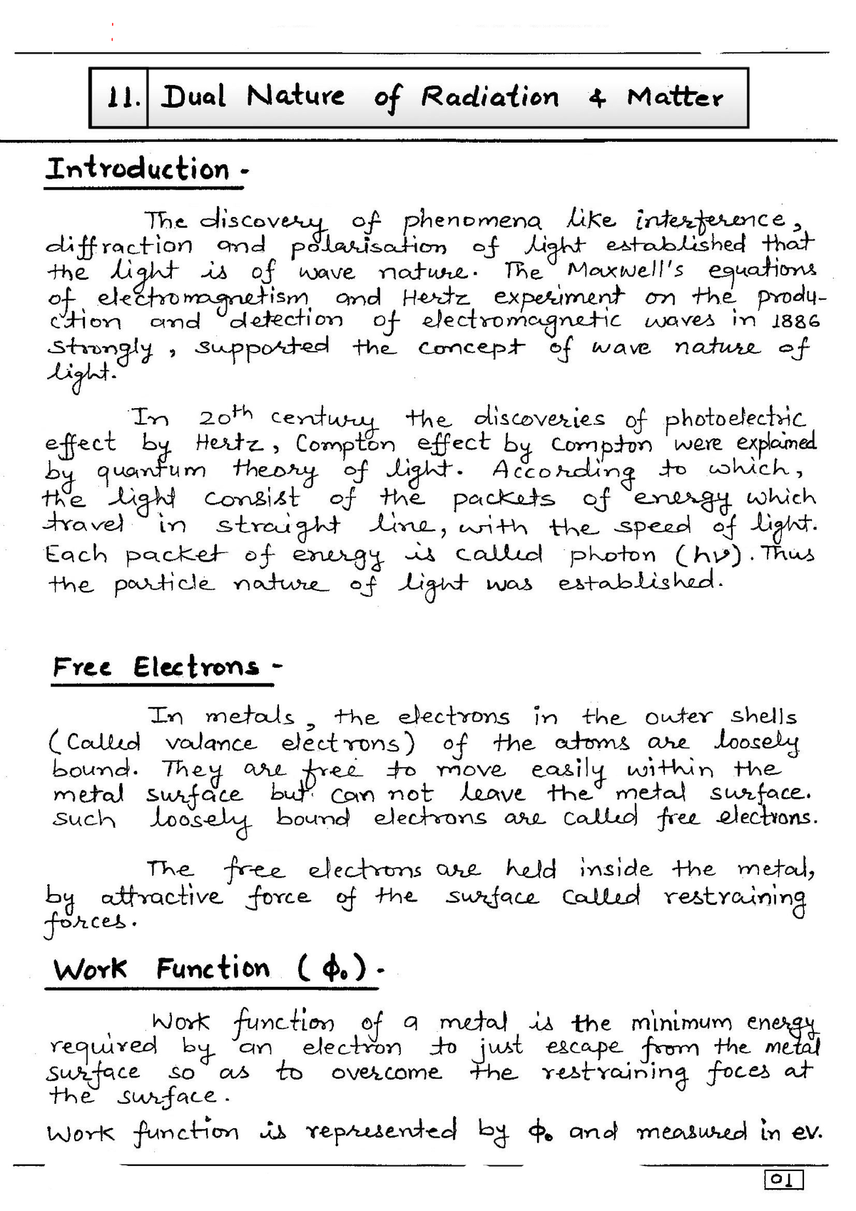 Dual Nature Class Th Handwritten Notes Dual Nature Of Radiation