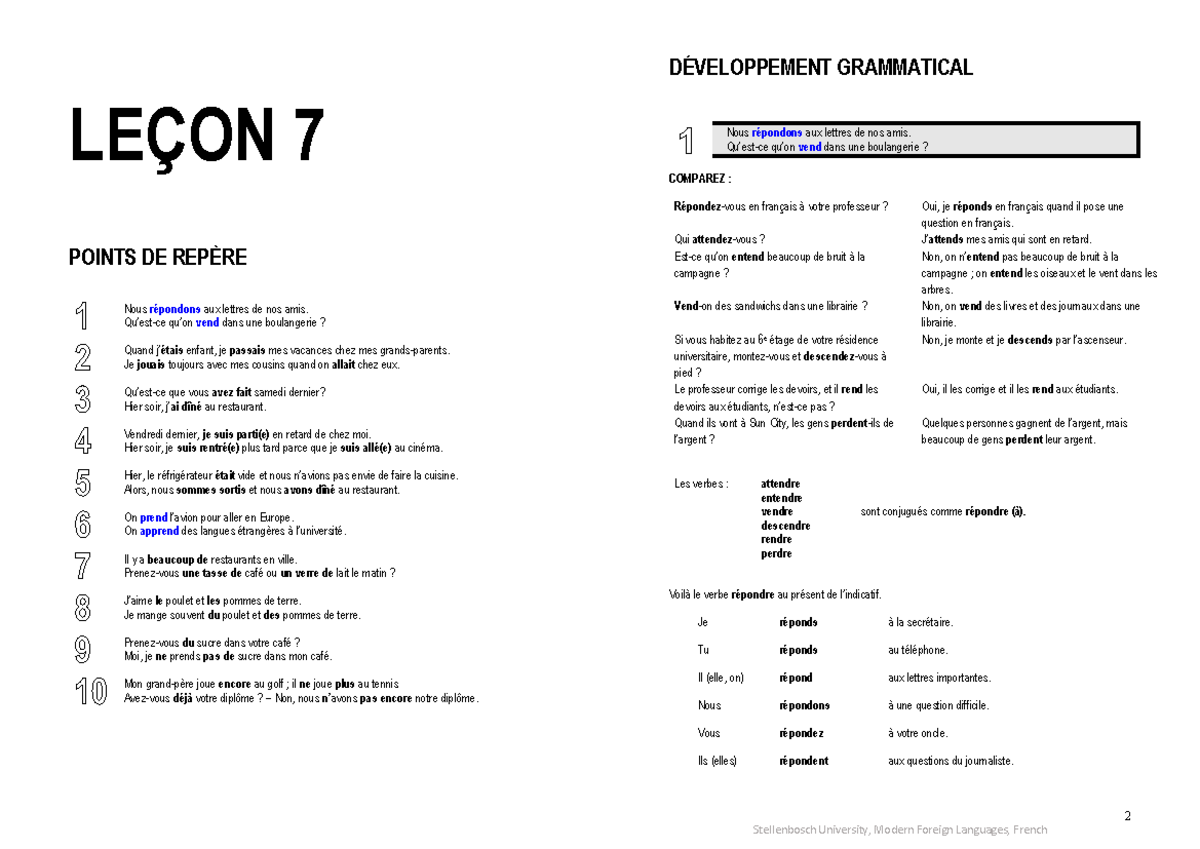 FRN178 - Test 6 Corrigé: Conjugaison et Articles en Français - Studocu