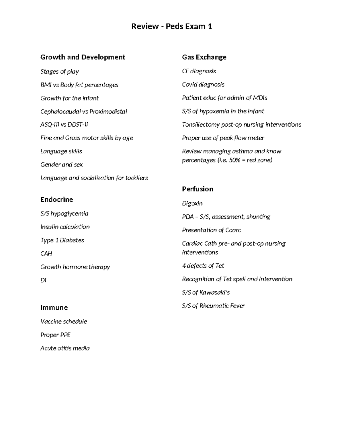 Peds Exam 1 Review: Growth, Development, and Nursing Interventions ...