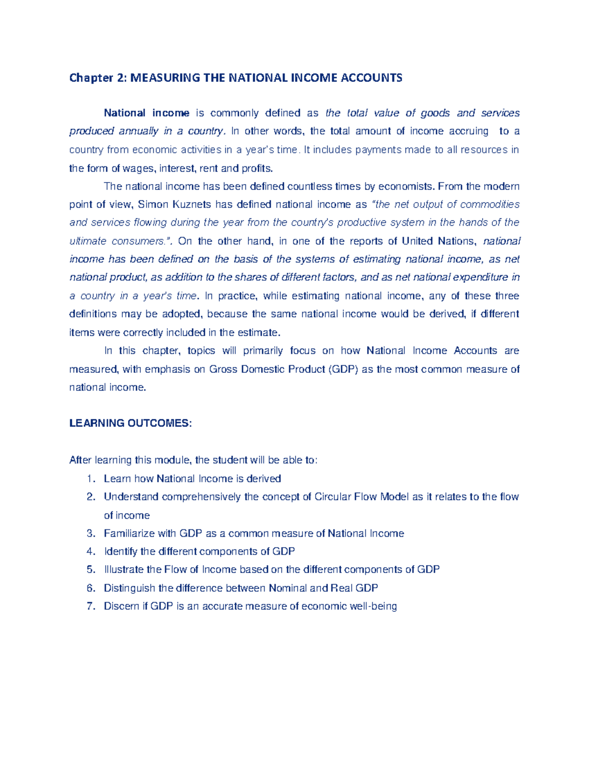 Chapter 2: Measuring National Income Accounts in Economic Development ...