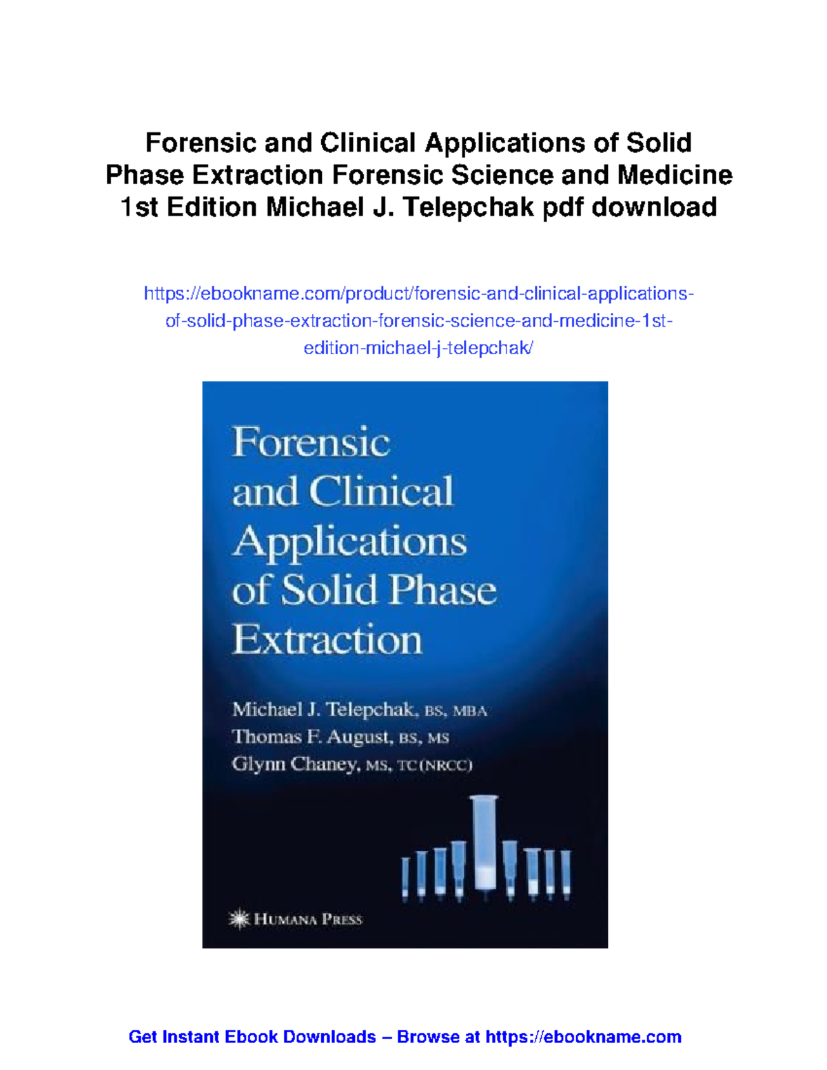 Forensic and clinical applications of solid phase extraction: 1st ...
