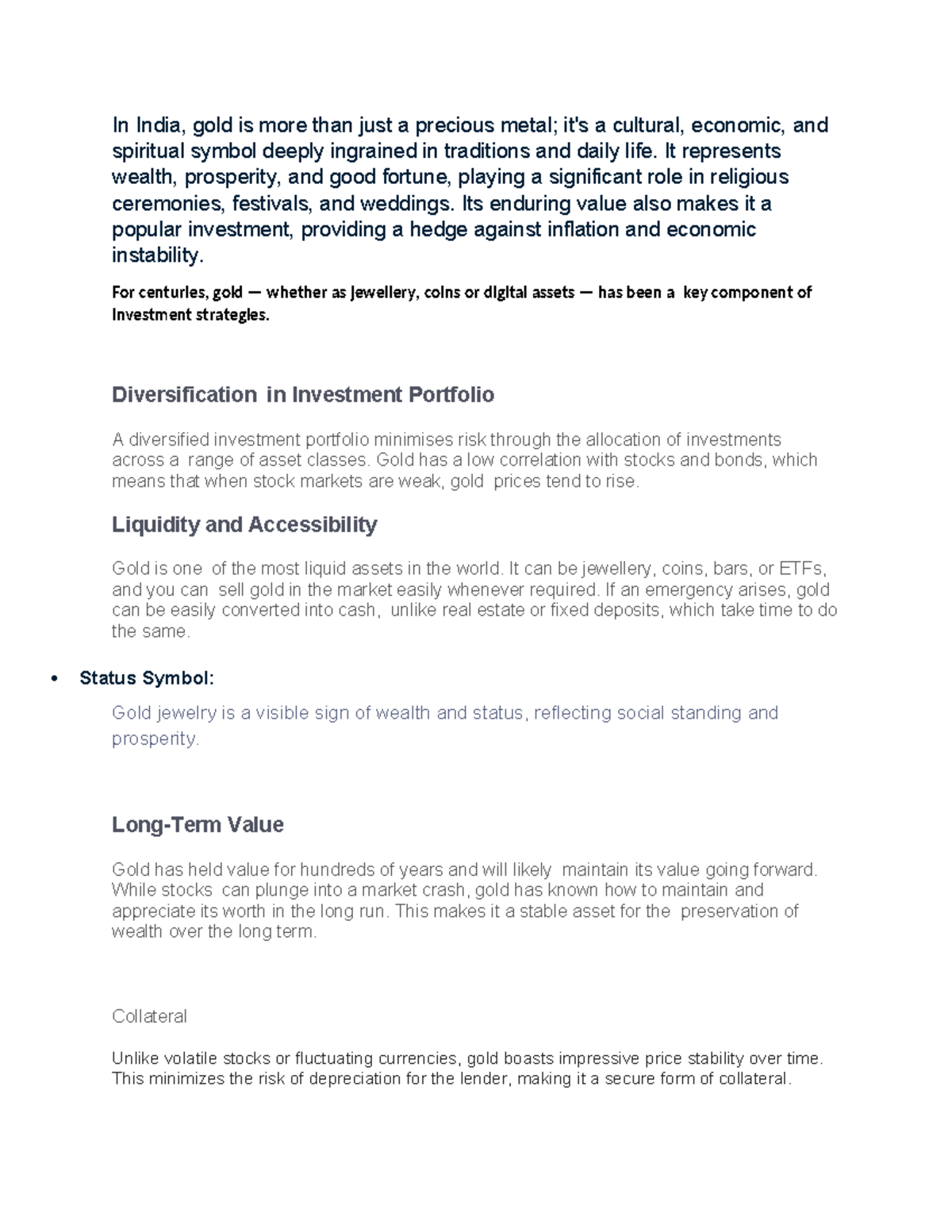 The Role of Gold in India: Cultural, Economic, and Investment Insights ...