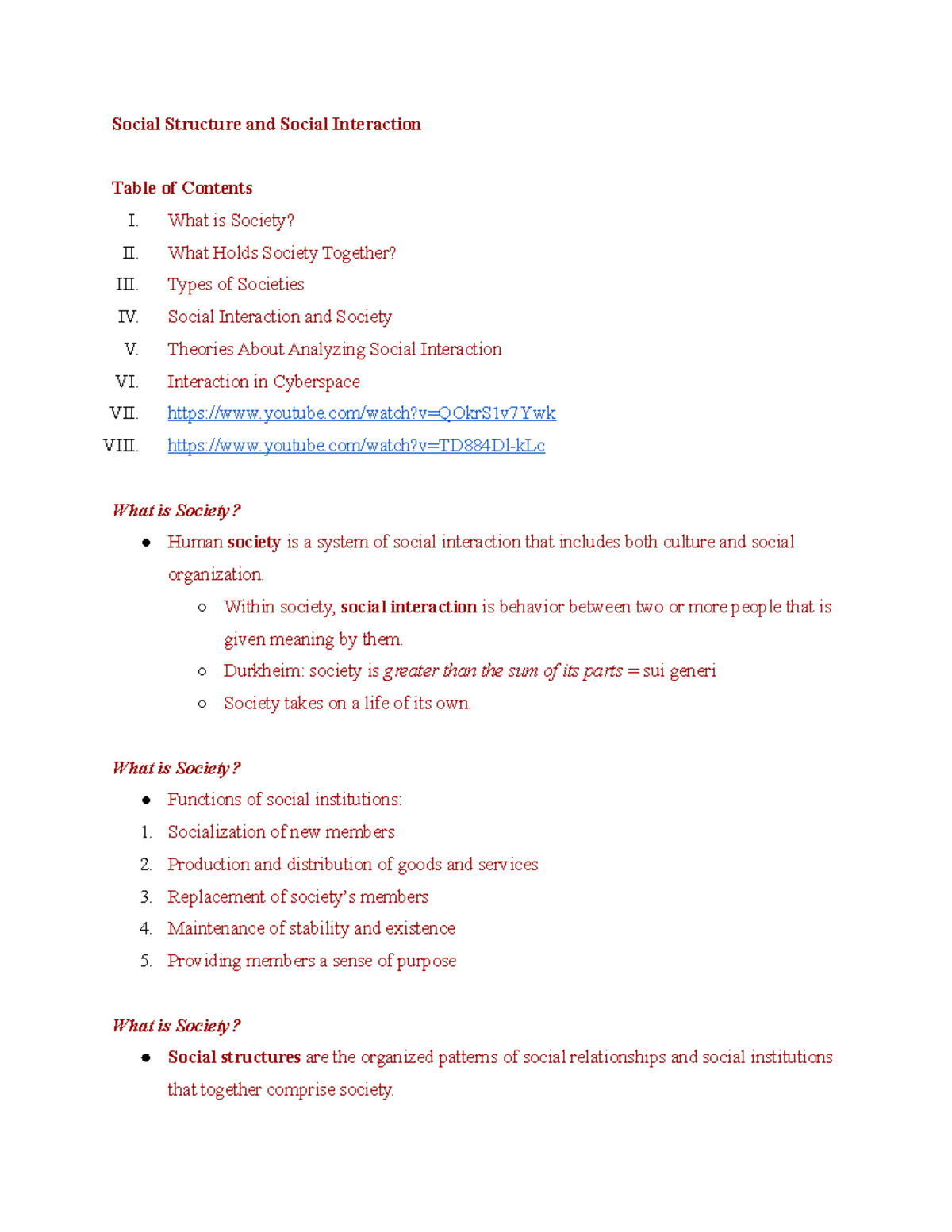 Chapter 5: Social Structure & Interaction - Key Theories and Concepts ...