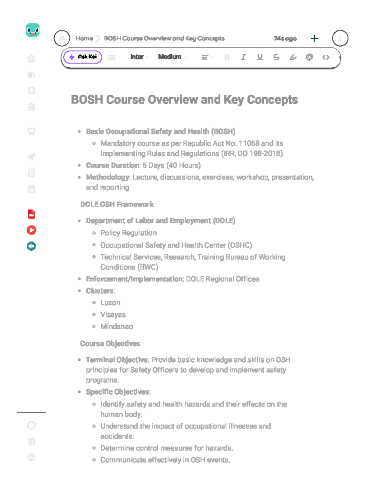 BOSH101 - Overview and Key Concepts of Occupational Safety Training ...