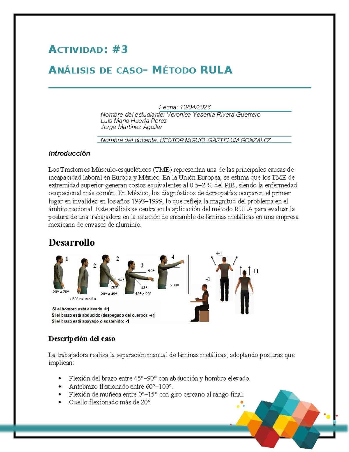 Análisis del Método RULA en Evaluación Ergonómica de TME - Studocu