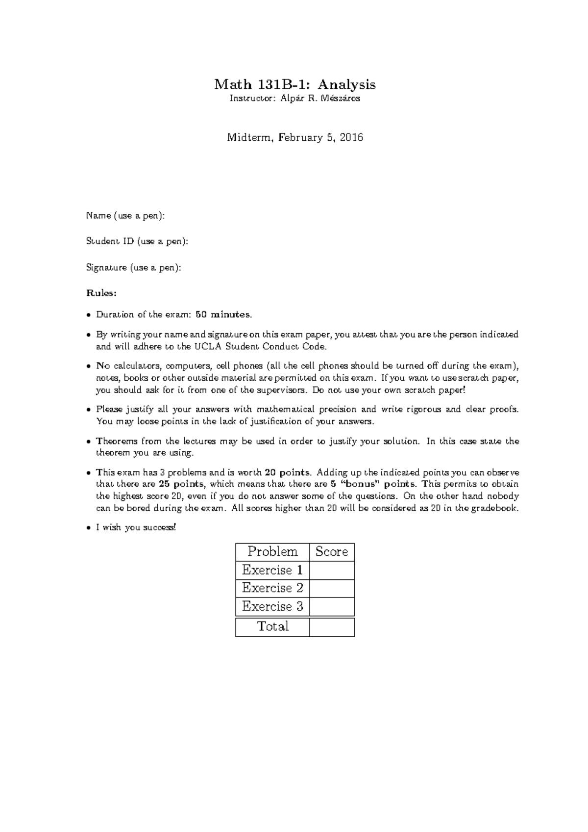 Math 131B Midterm Solutions - Analysis Concepts and Exercises - Studocu