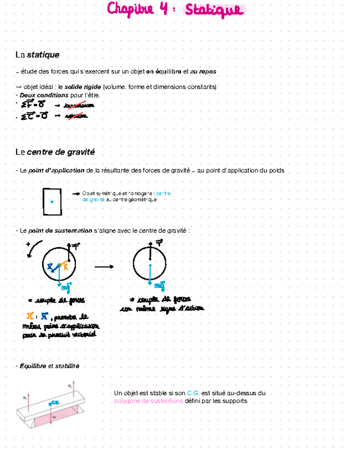 Chapitre 4 : Statique - Forces et Équilibre en Physique - Studocu