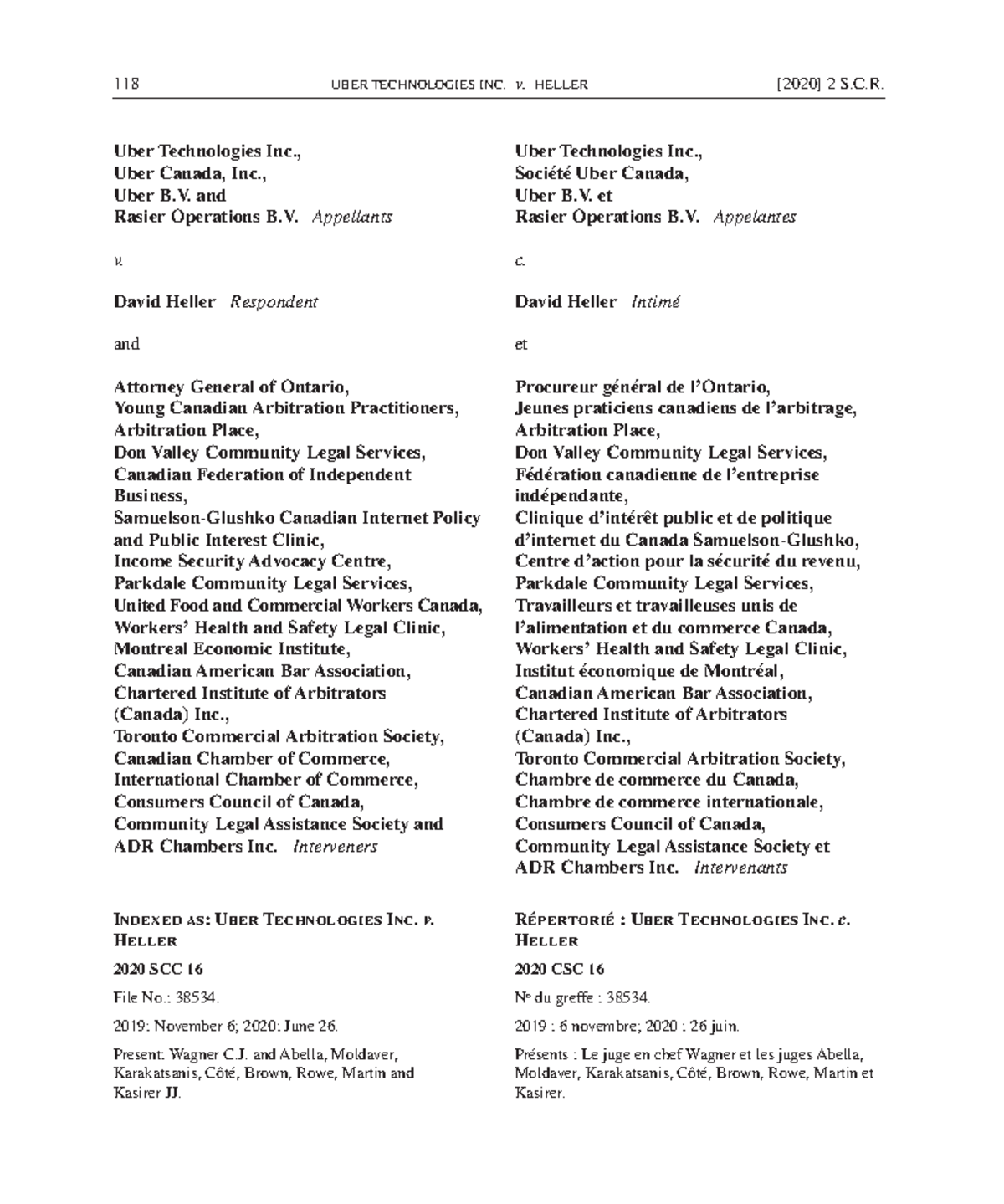2020 SCC-CSC 16 - Reference for a case study - 118 UBER TECHNOLOGIES ...