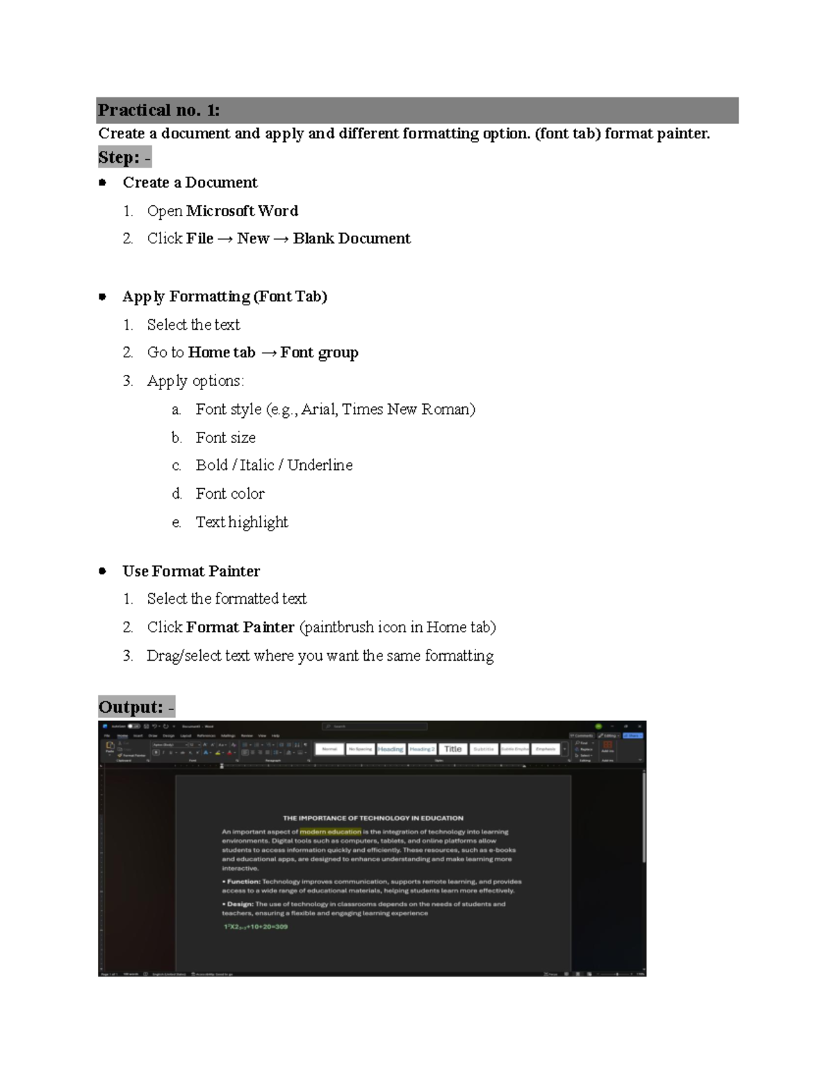 Word Practical: Formatting, Design, and Document Navigation Techniques ...