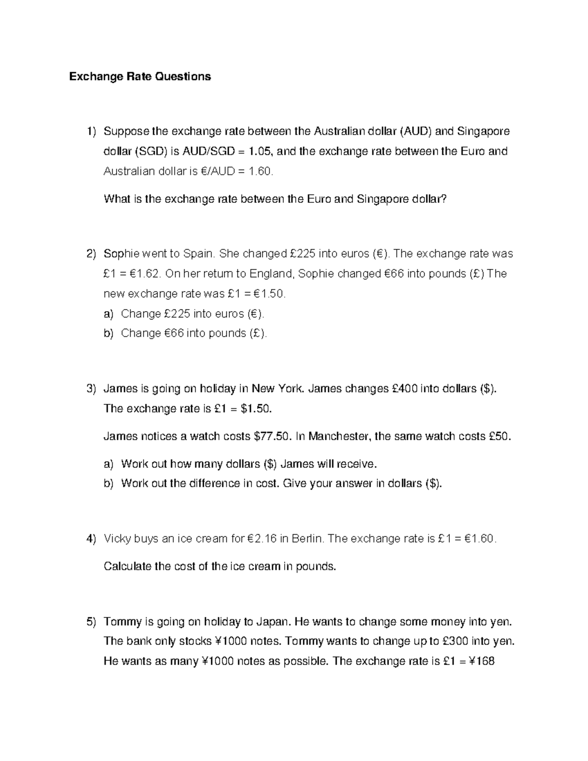 Exchange Rate Problems & Solutions: Real-World Scenarios - Studocu