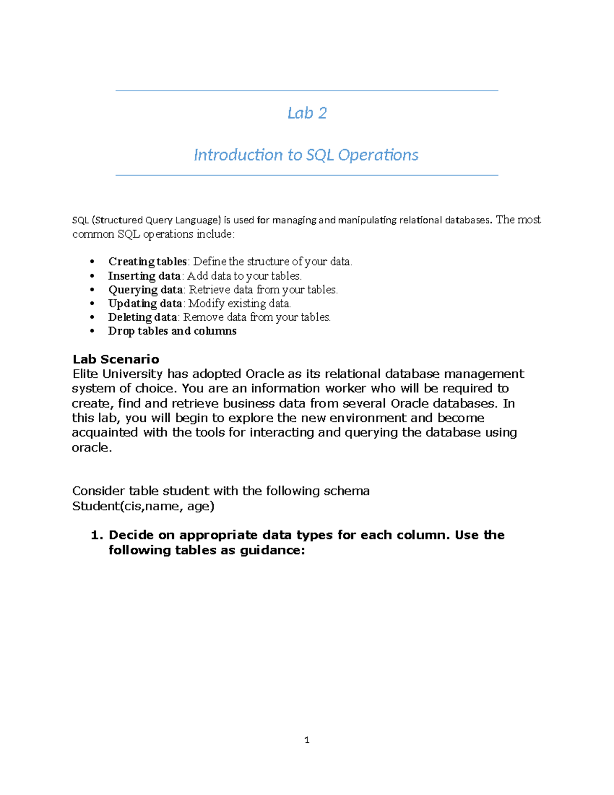 Lab 2 - SQL Operations and Commands - DDD - Studocu