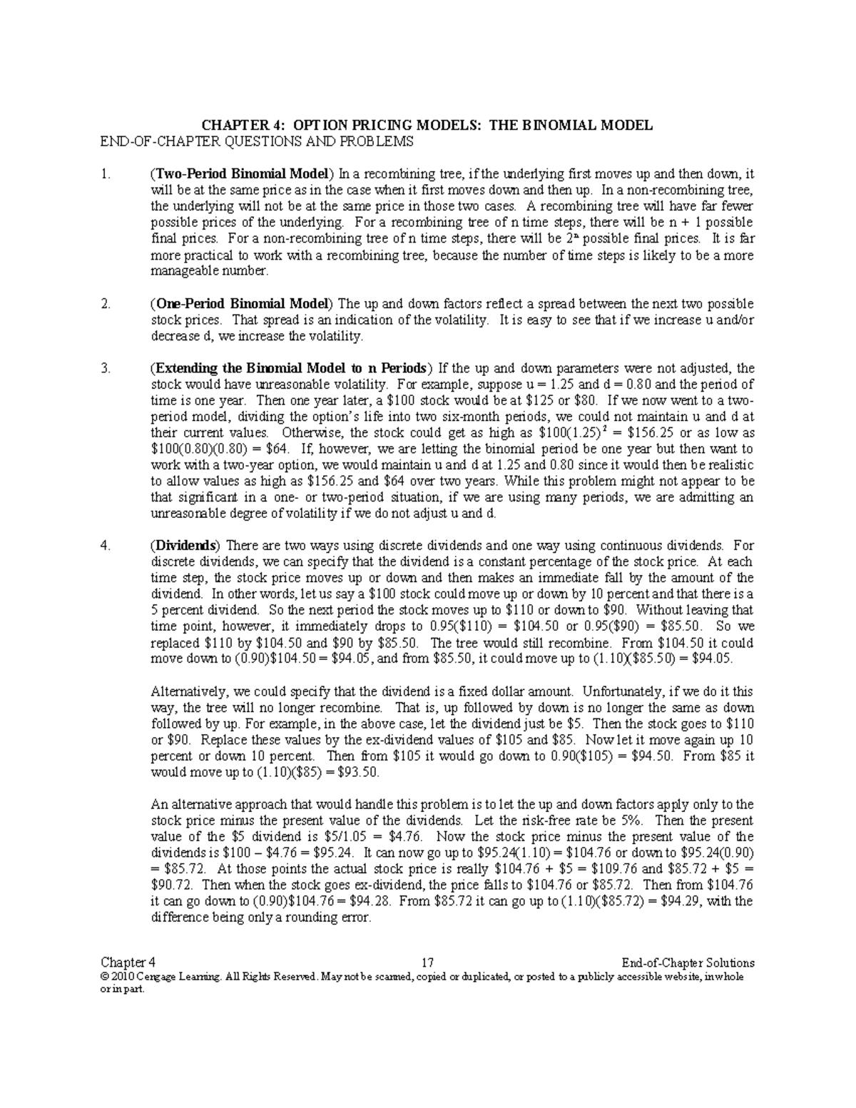 Chapter 4 - CHAPTER 4: OPTION PRICING MODELS: THE BINOMIAL MODEL END-OF ...