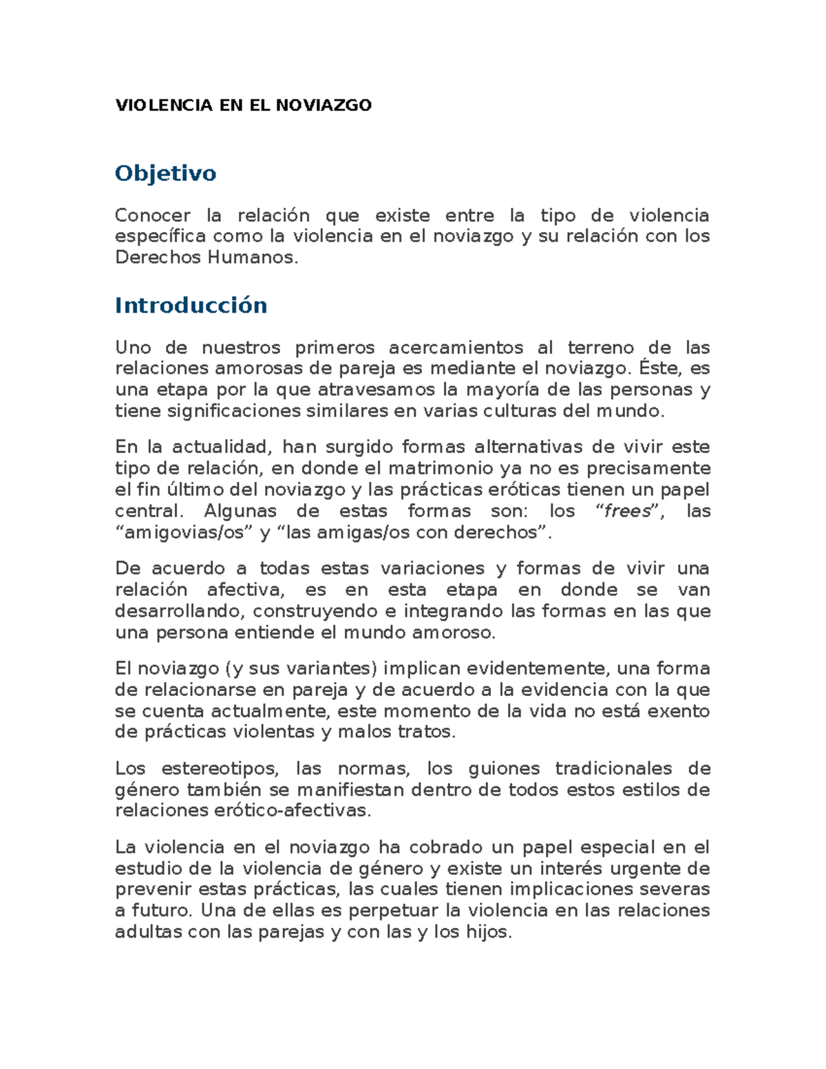 Modulo 4: Estudio Sobre la Violencia en el Noviazgo y Derechos Humanos ...
