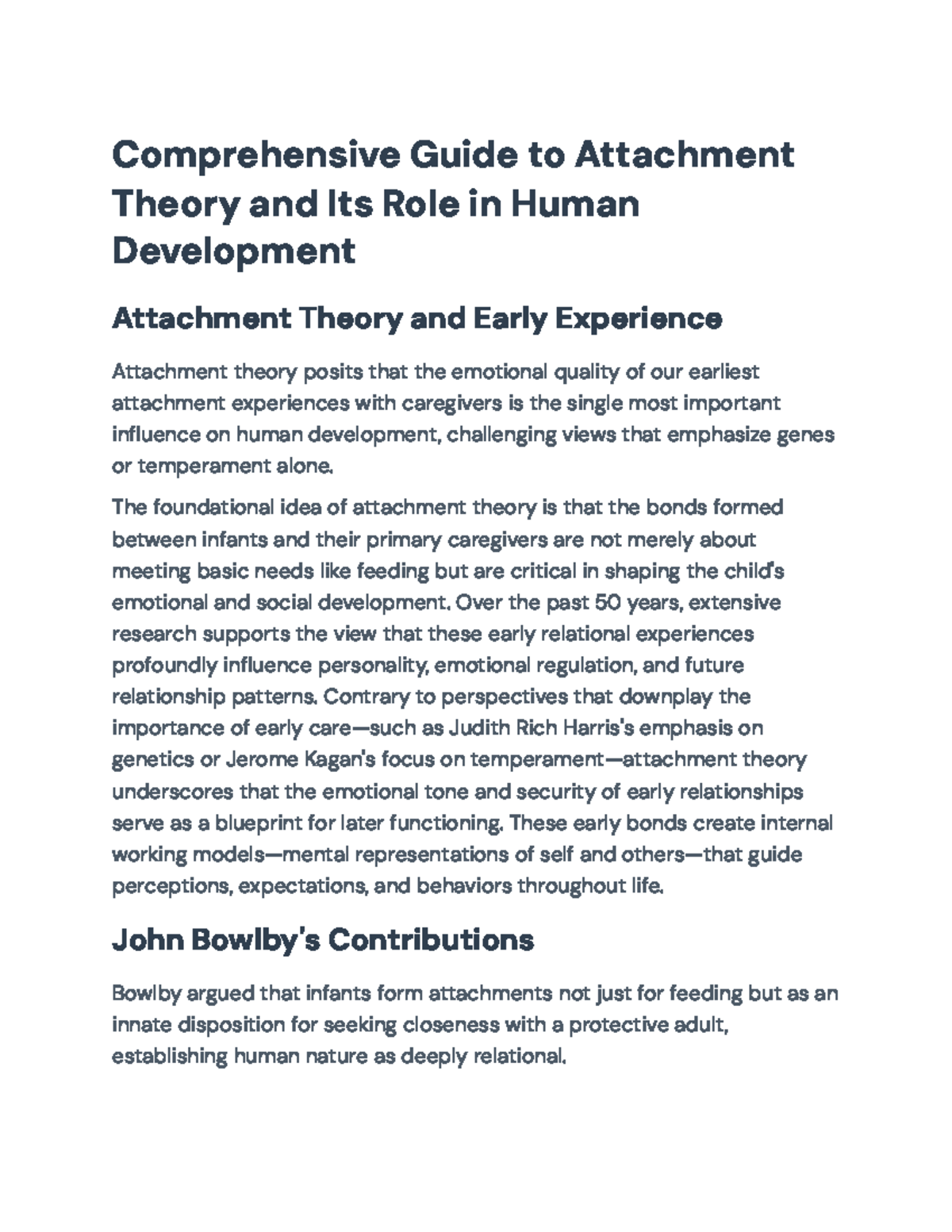 Comprehensive Overview of Attachment Theory: Developmental Insights ...