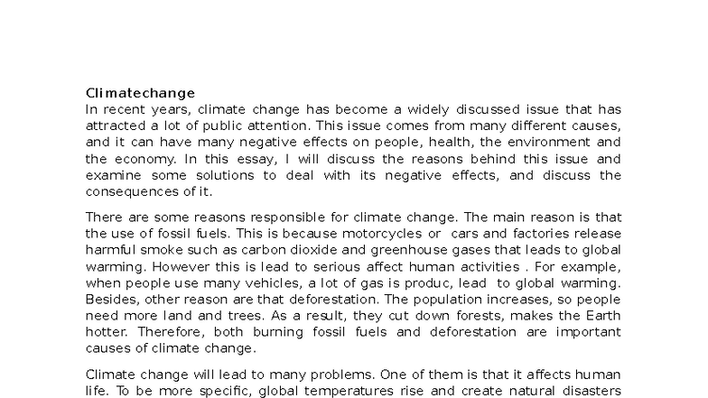 Climate Change and Its Impacts: An Essay on Causes and Solutions - JSND ...