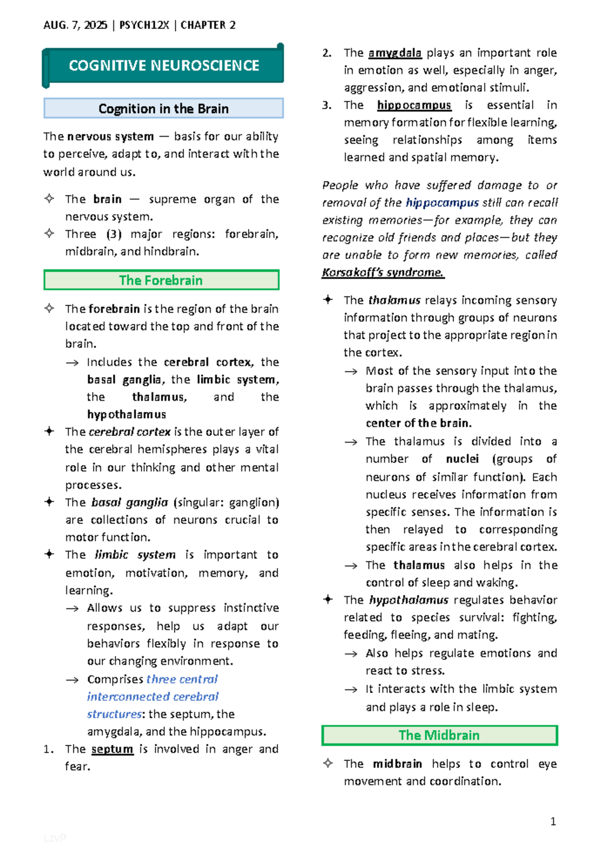 PSYCH12X CHAPTER 2: Cognitive Neuroscience and Brain Function - Studocu