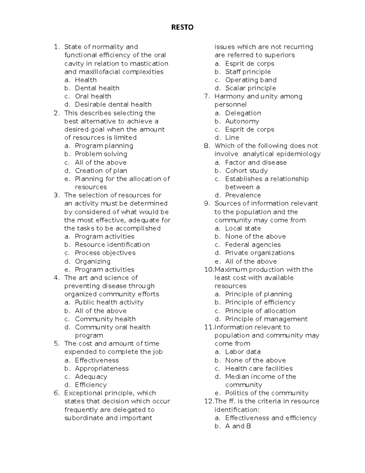 Restorative Dentistry Exam - State of normality and functional ...