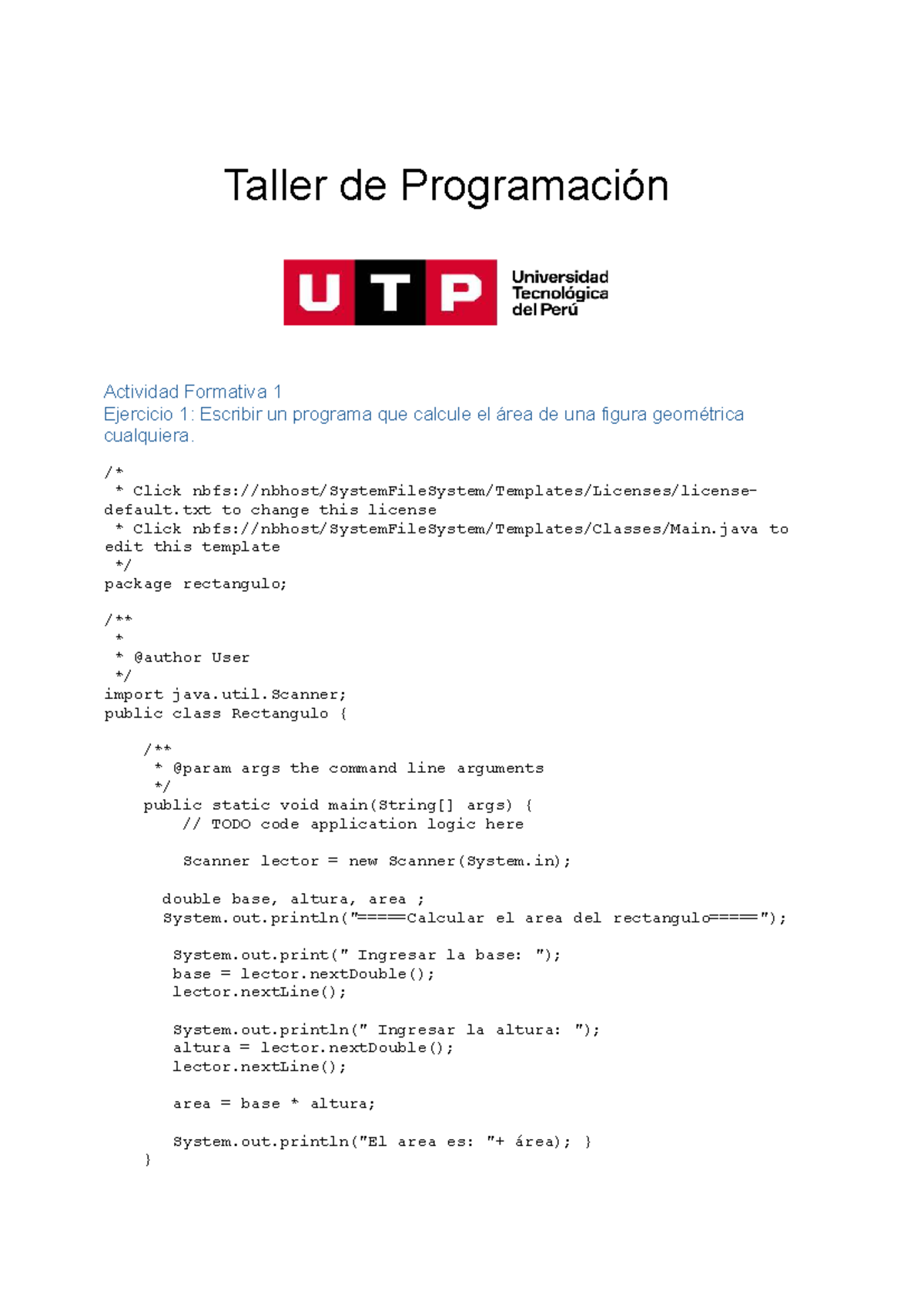 Taller de Programación: Actividad Formativa 1 - Ejercicios de Cálculo ...