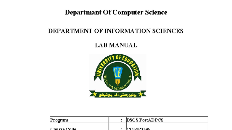 COMP3146 Lab Manual: DDL (Data Definition Language) Overview - Studocu