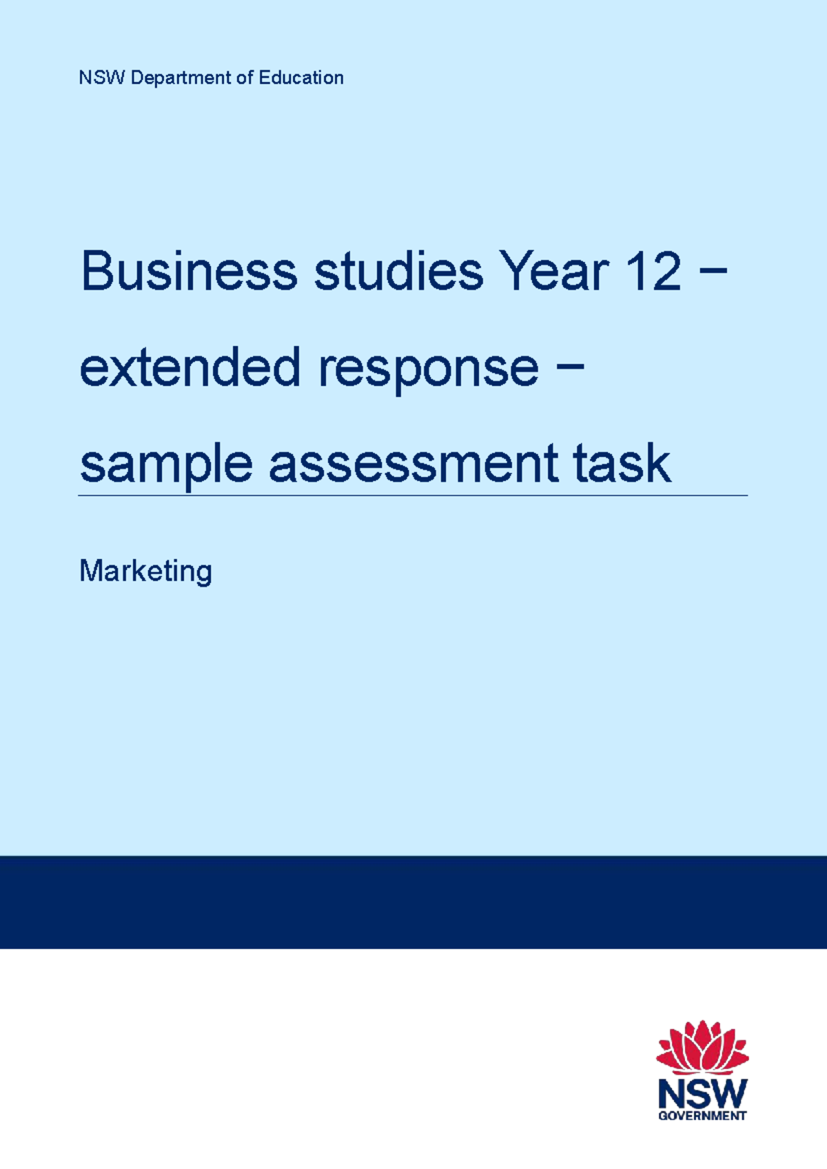 HSC Business Studies Year 12 Extended Response: Marketing Assessment ...