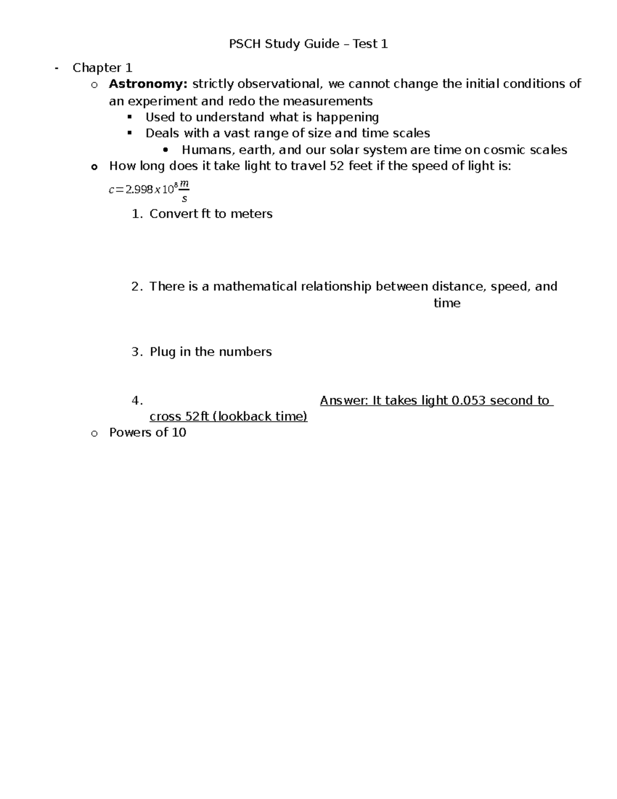 PSCH Study Guide – Test 1: Astronomy Concepts and Celestial Mechanics ...