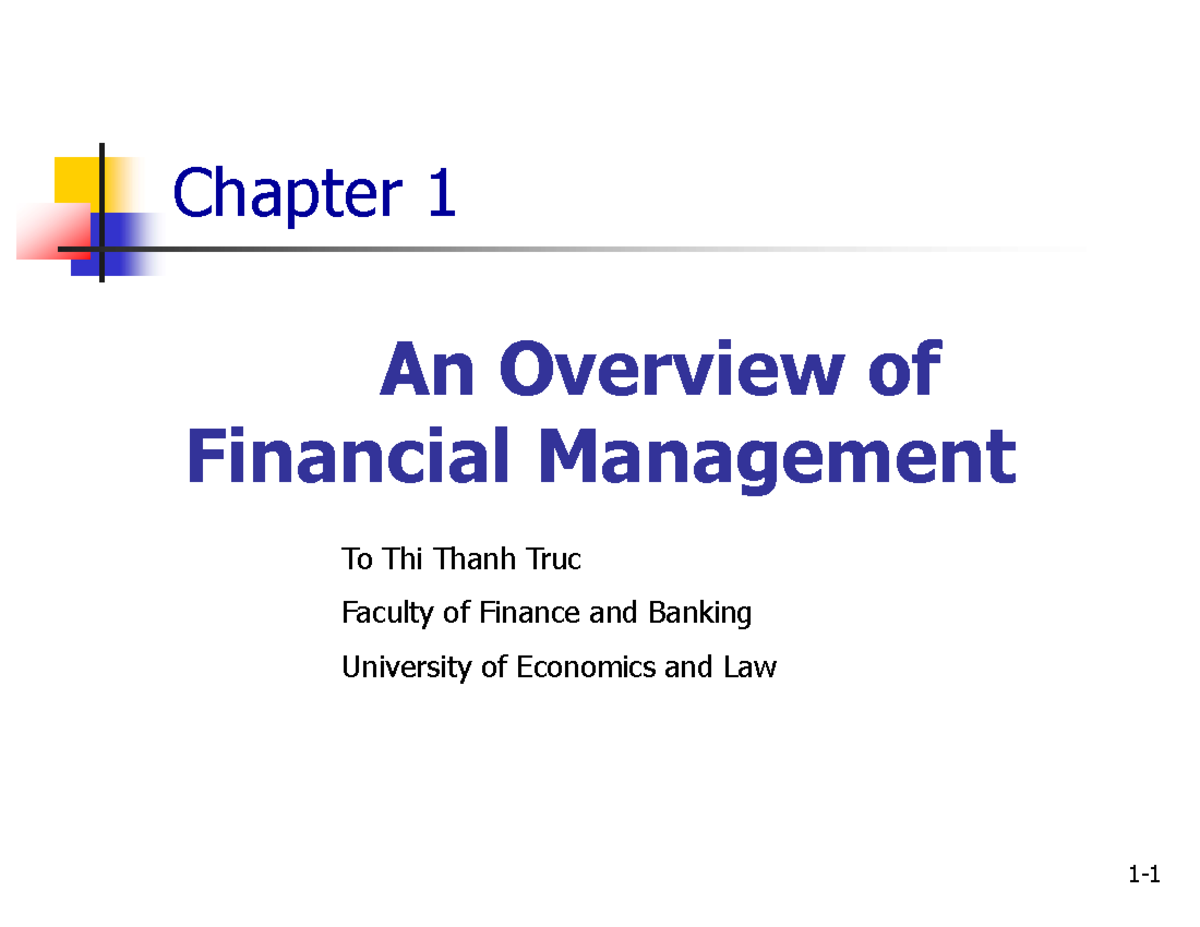 Chapter 1: Overview of Financial Management (FIN 101) - Studocu