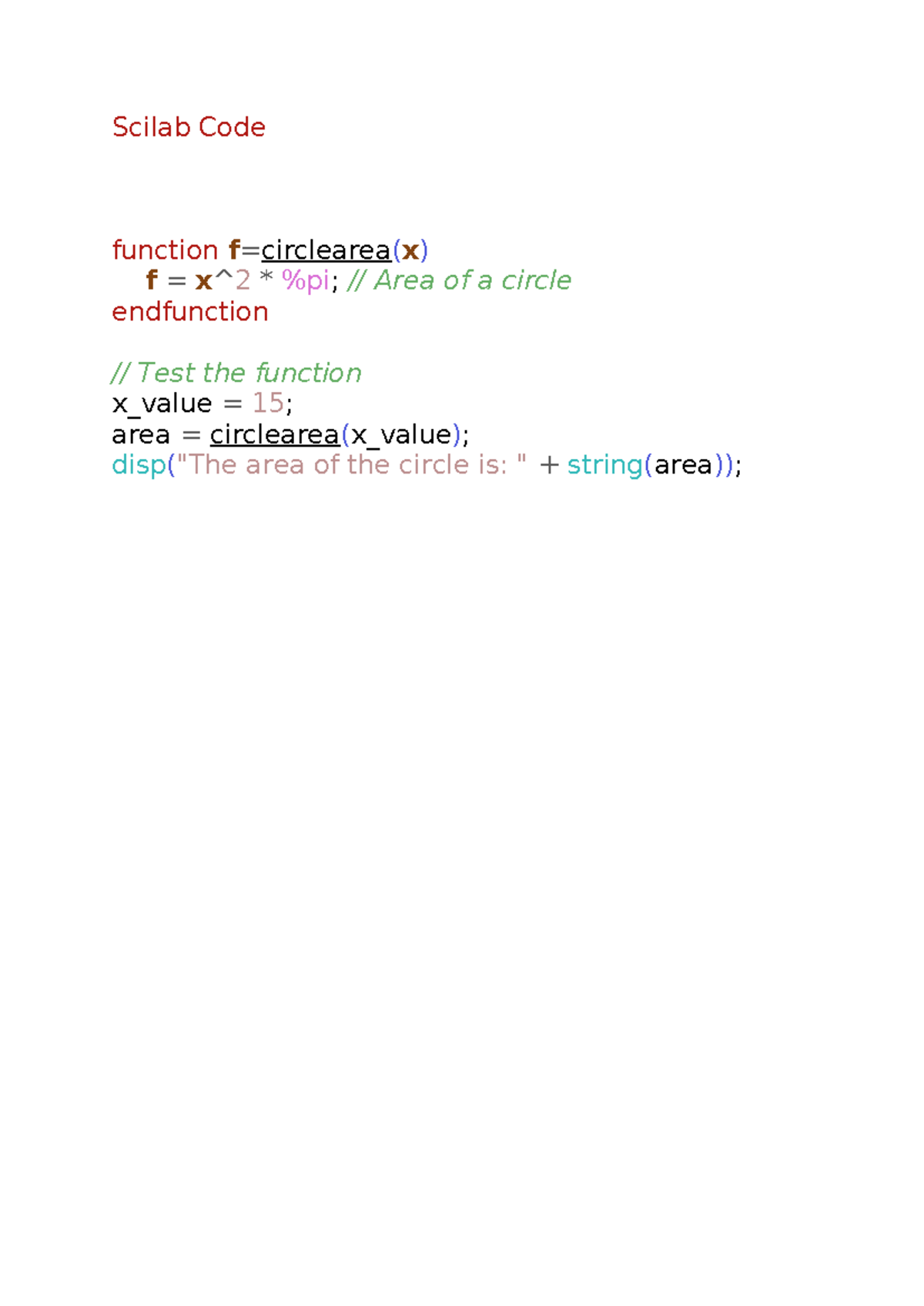 Scilab Code Circle Area - Introduction To Numerical Computation ...
