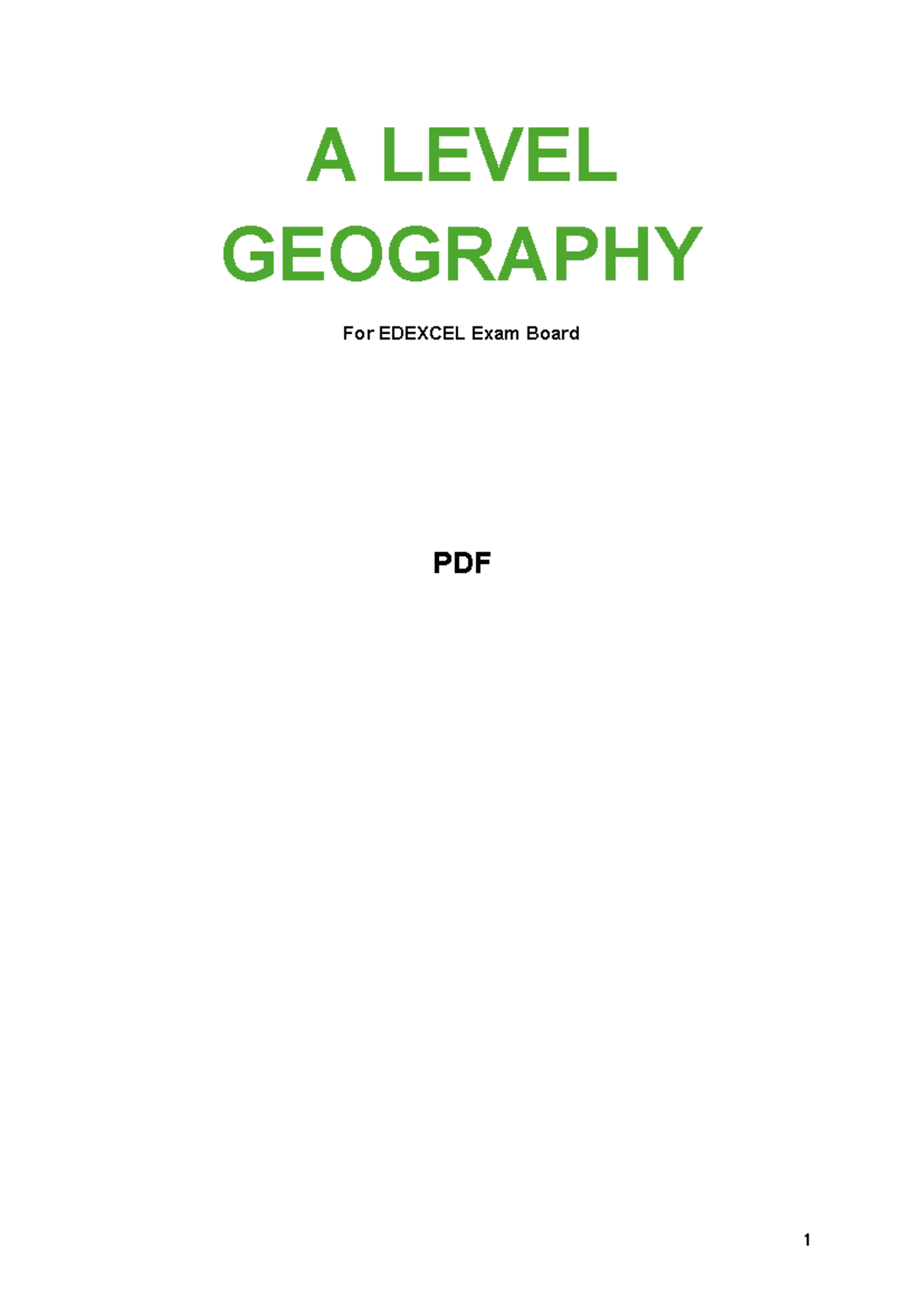 Edexcel A Level Geography: Comprehensive Study Guide 2025 - Studocu