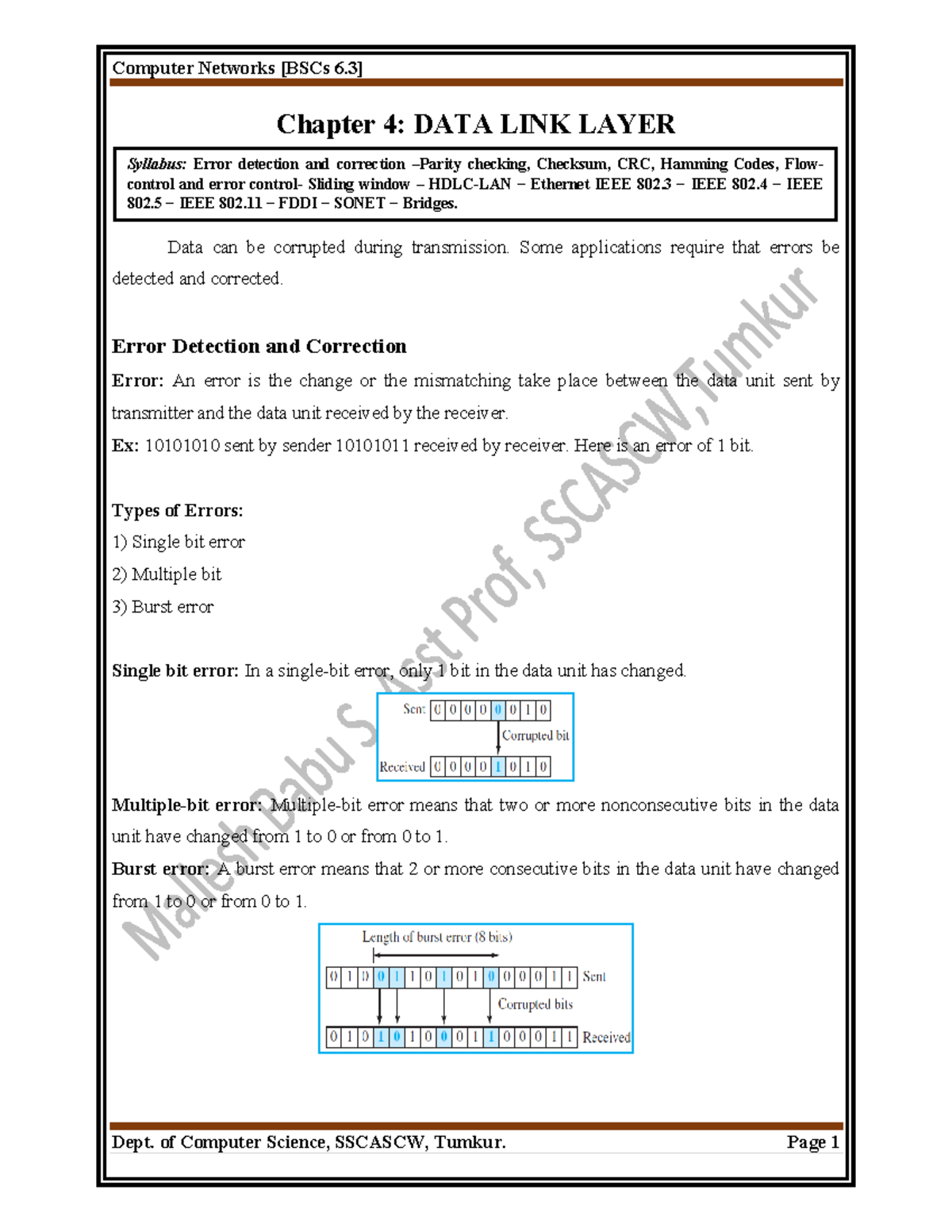 Computer Networks-Unit 4 Data Link Layer by Mallesh-2022 - Chapter 4 ...