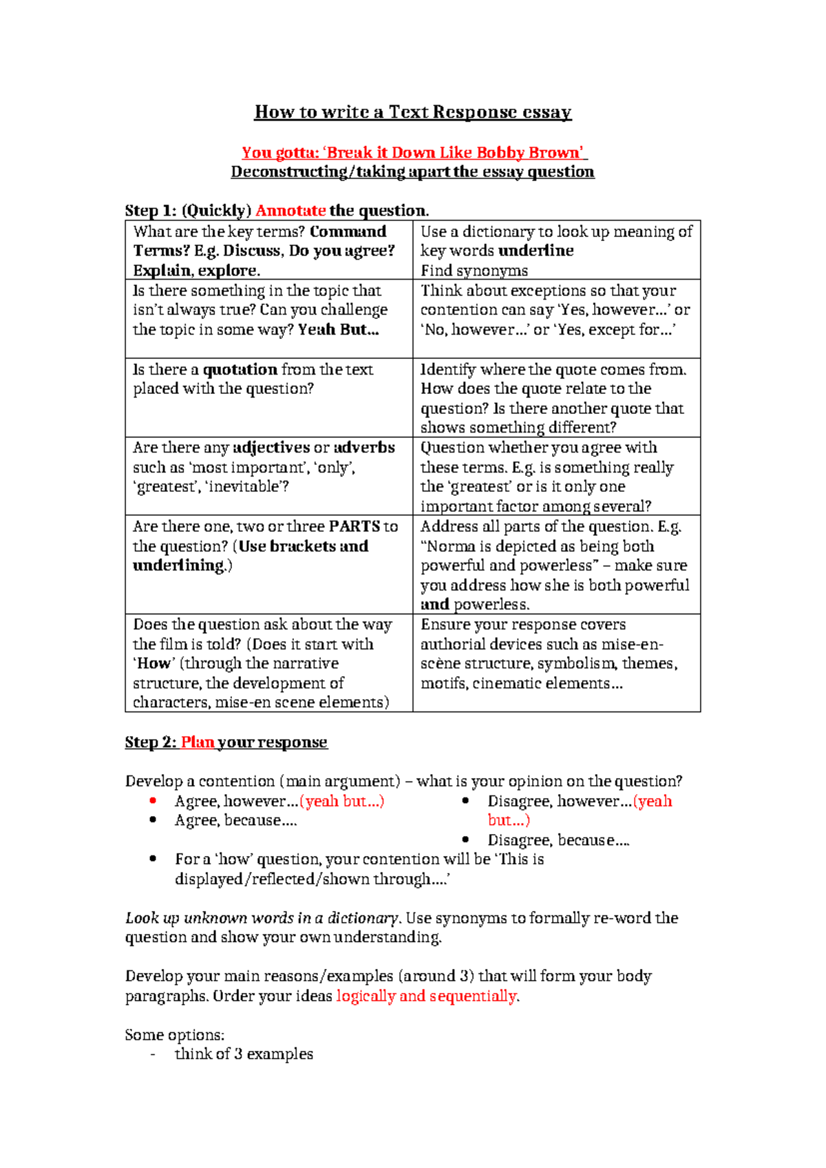 How to Write a Text Response Essay (SB) - 2024 Guide - Studocu