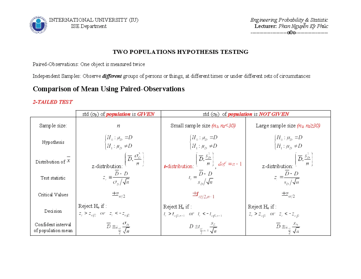 Final Exam - ISE 2011 - Engineering Probability & Statistics - Studocu