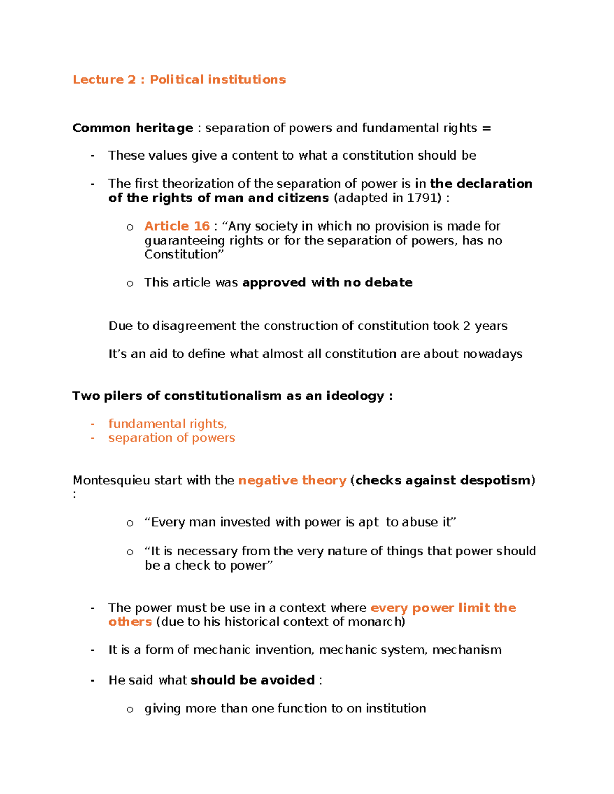 Political Institutions CM 2: Separation of Powers & Fundamental Rights ...