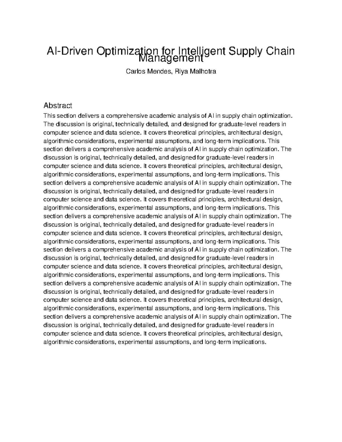 AI Optimization in Supply Chain Management (CS 351) - Studocu