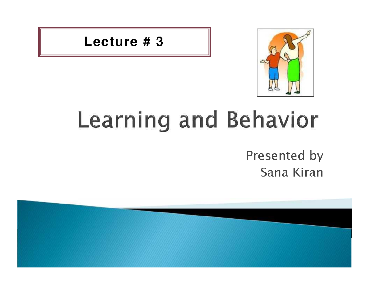 Lecture 03: Understanding Learning Theories in Psychology - Studocu