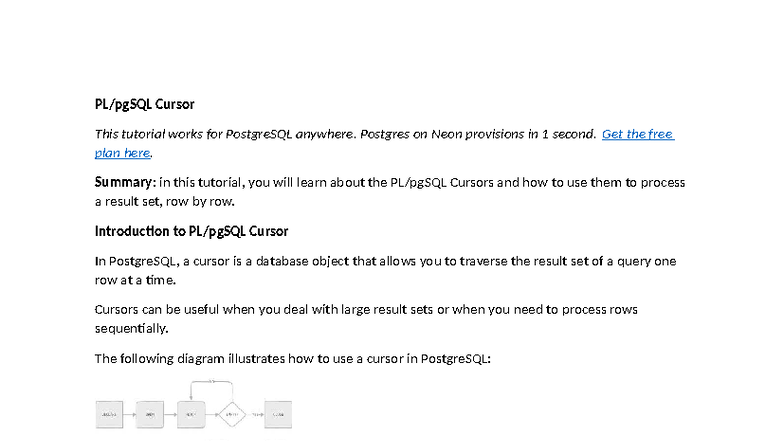 PostgreSQL Cursors Tutorial: Step-by-Step Guide (Cursor-plpgsql) - Studocu