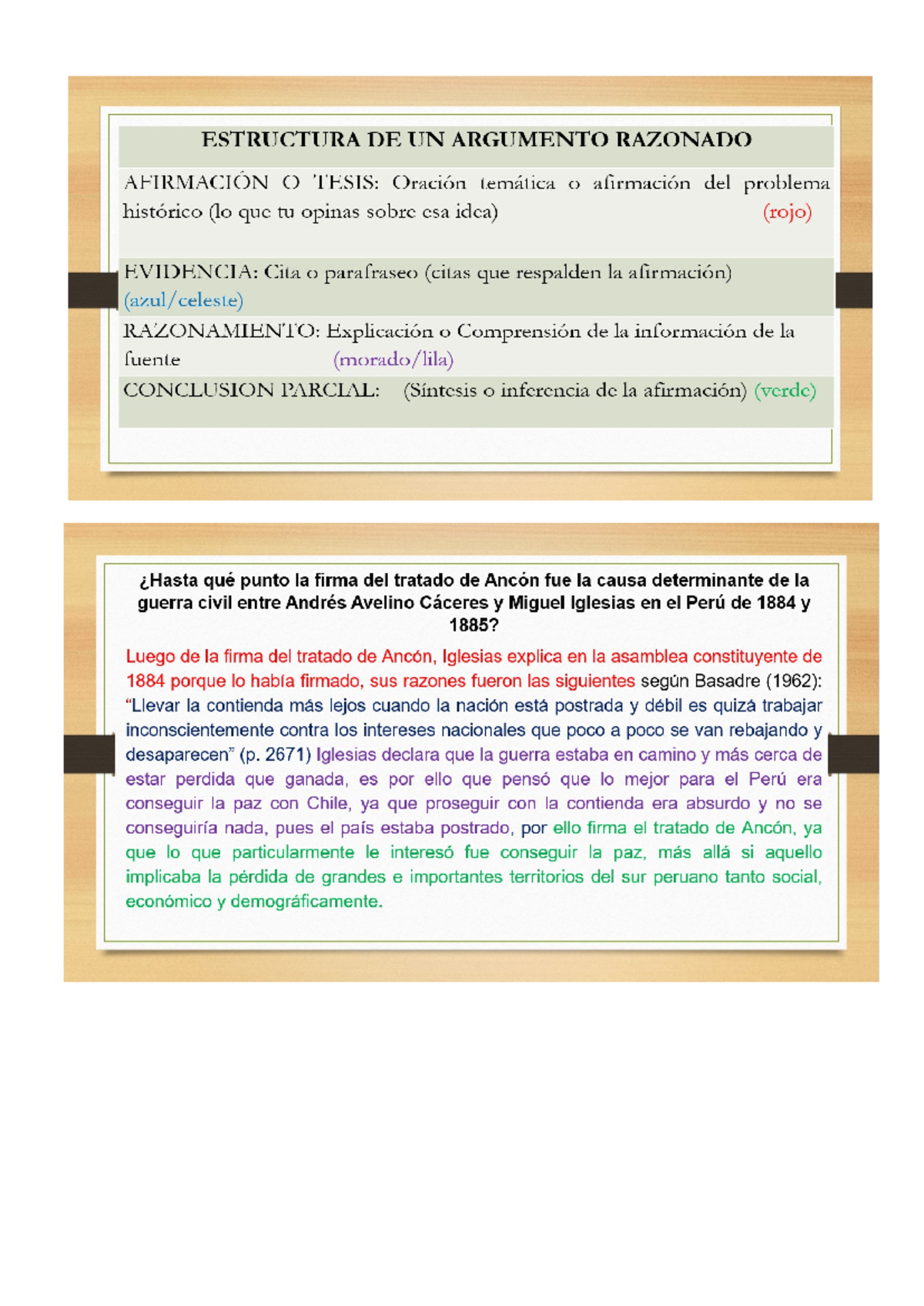 Estructura de un Argumento Razonado en Historia: Caso Perú 1884-1885 ...