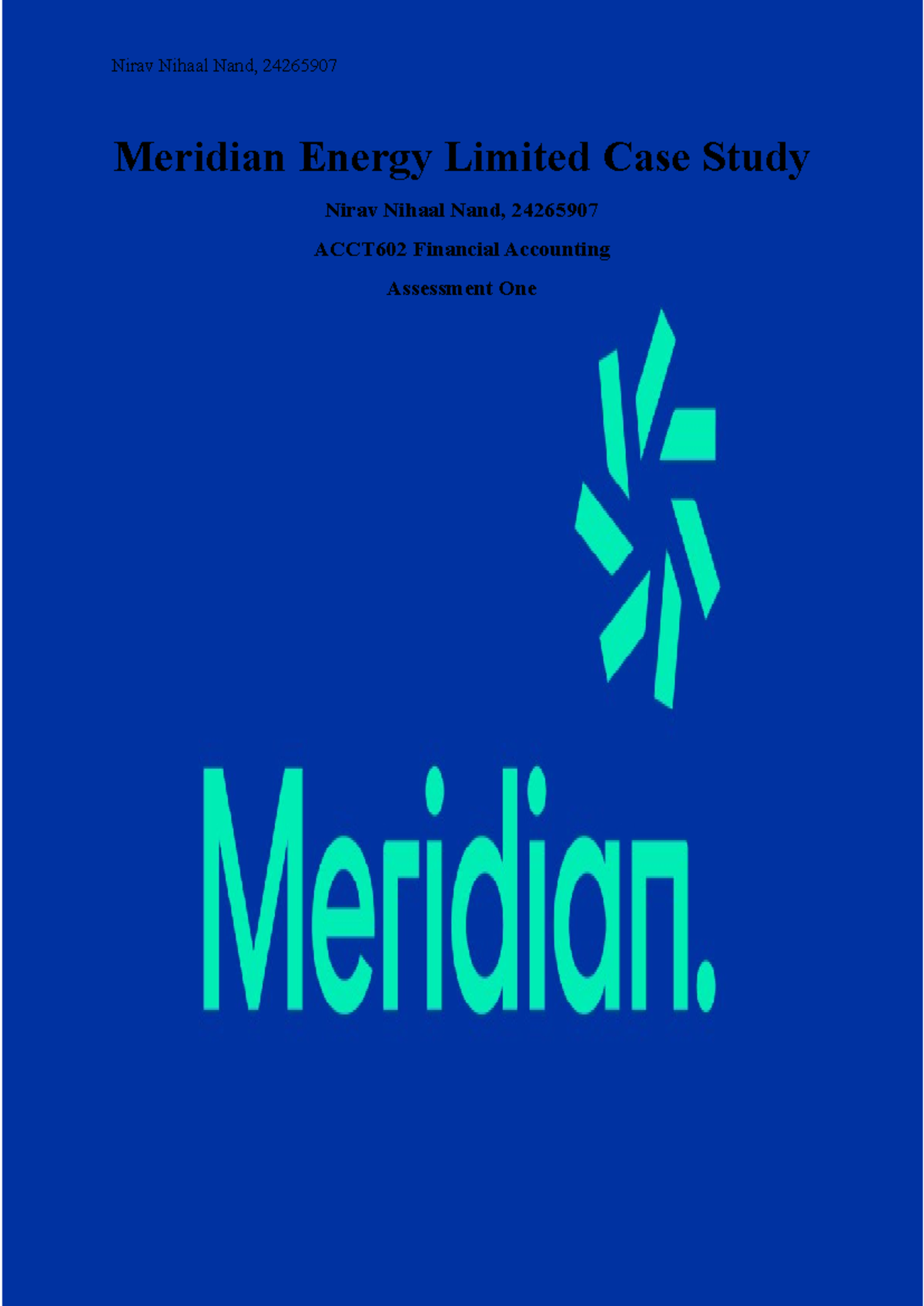 ACCT602 Case Study: Financial Reporting of Meridian Energy Limited ...